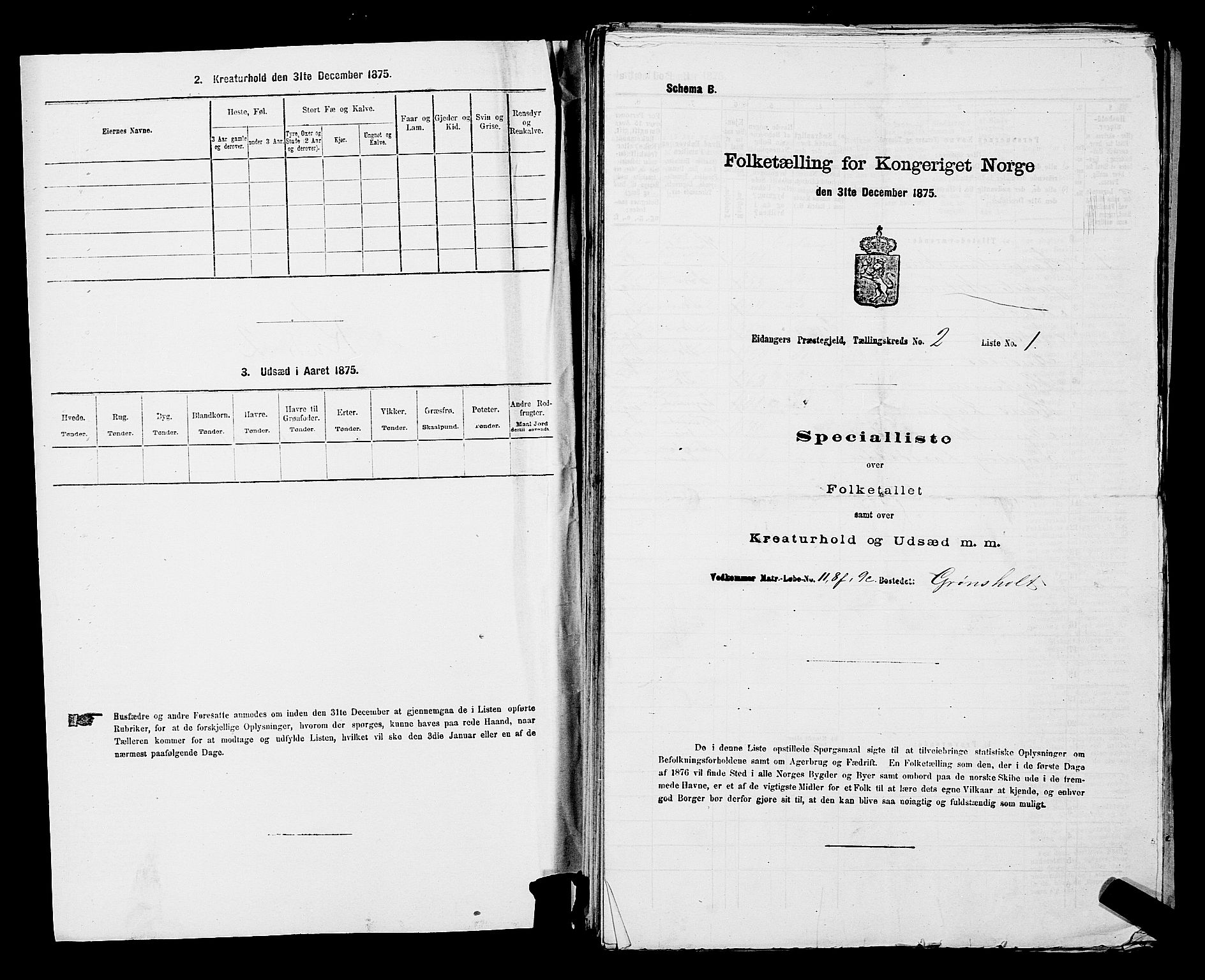 SAKO, 1875 census for 0813P Eidanger, 1875, p. 264