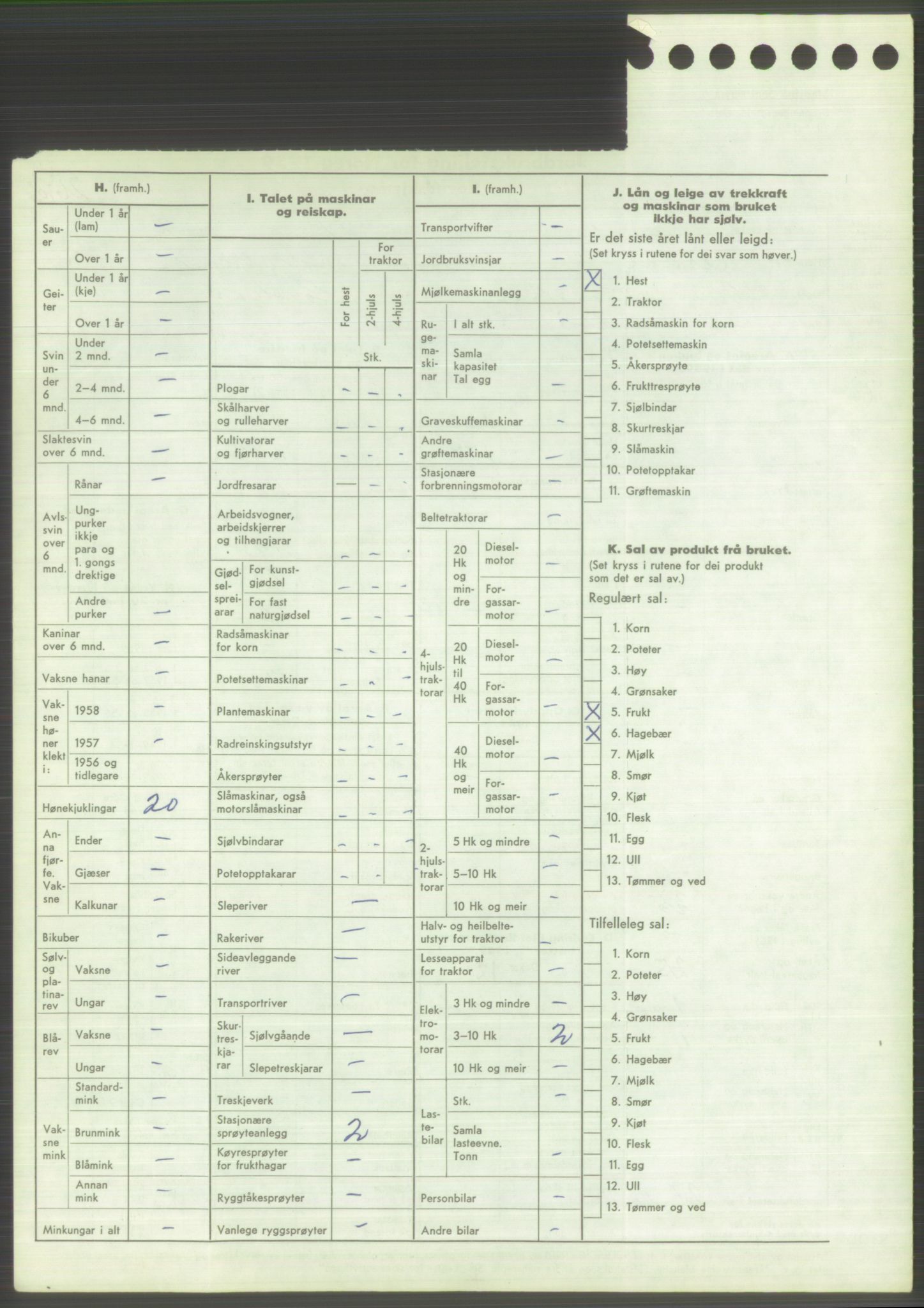 Statistisk sentralbyrå, Næringsøkonomiske emner, Jordbruk, skogbruk, jakt, fiske og fangst, AV/RA-S-2234/G/Gd/L0373: Rogaland: 1130 Strand (kl. 1-2), 1131 Årdal og 1132 Fister, 1959, p. 840