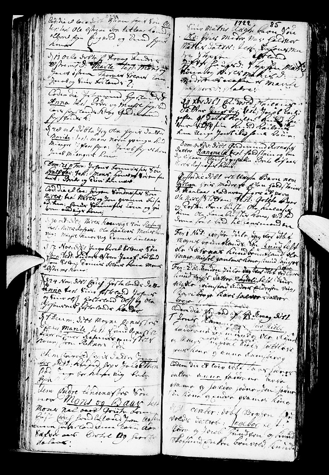 Lindås Sokneprestembete, SAB/A-76701/H/Haa: Parish register (official) no. A 1, 1699-1746, p. 85