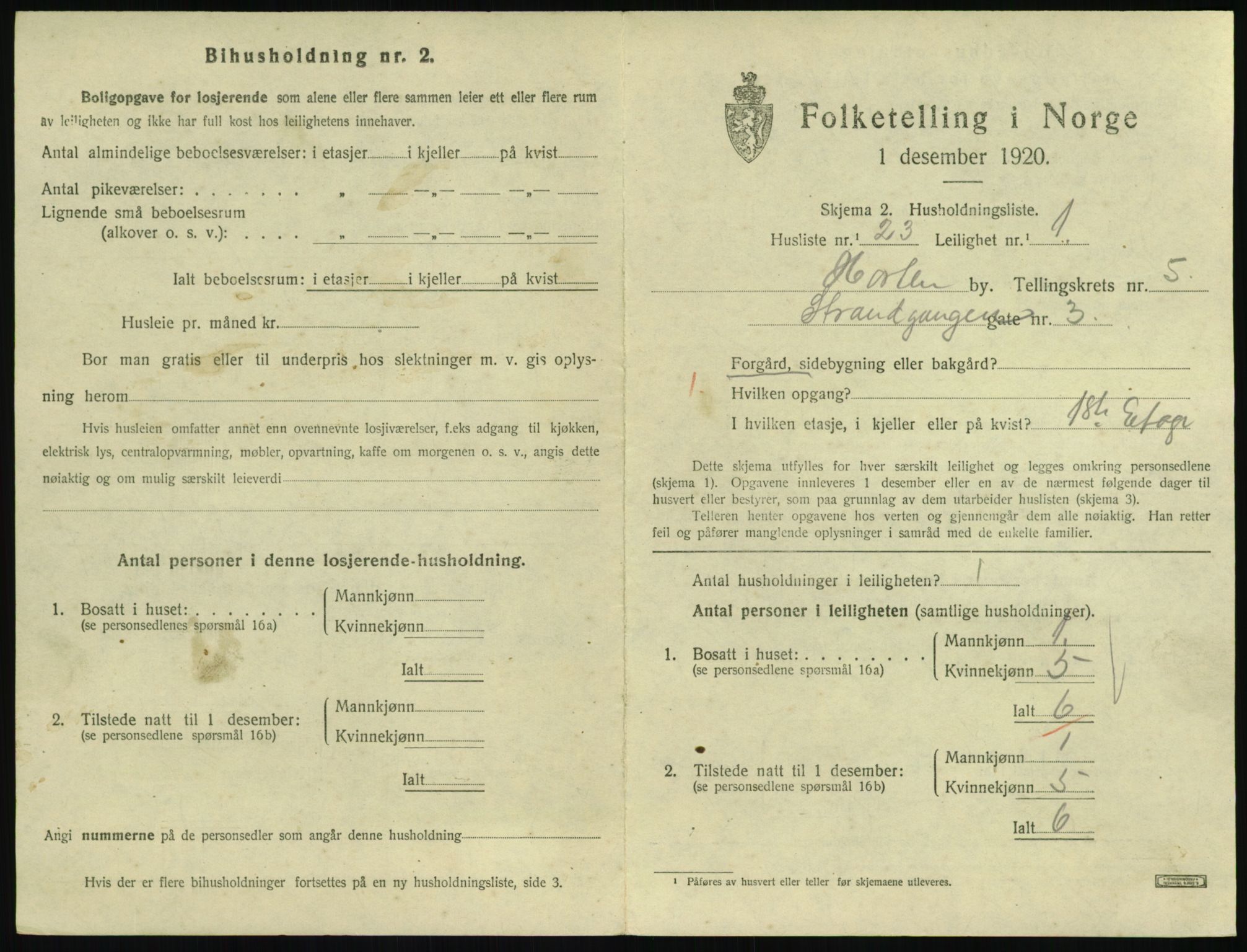 SAKO, 1920 census for Horten, 1920, p. 5723