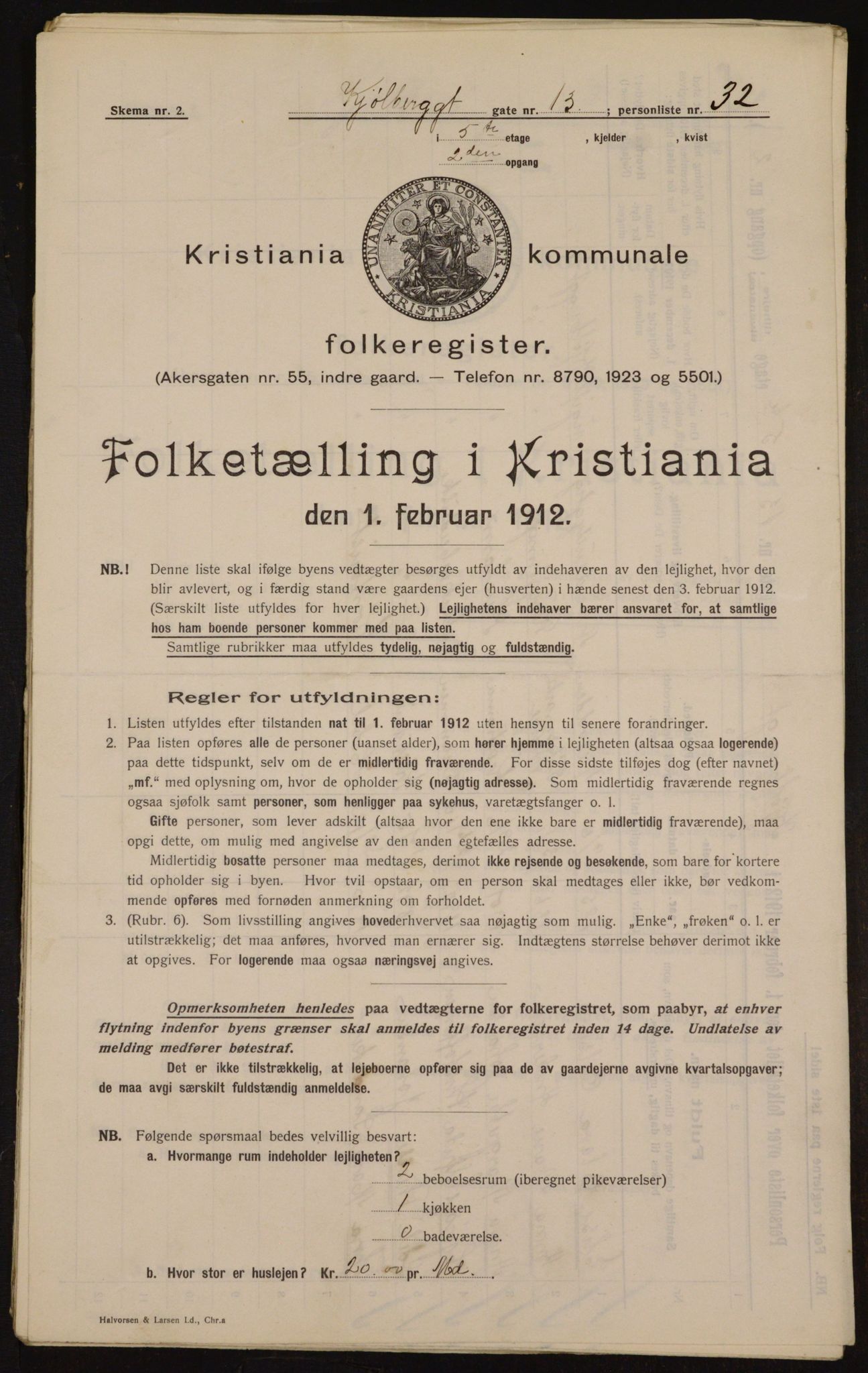 OBA, Municipal Census 1912 for Kristiania, 1912, p. 51787