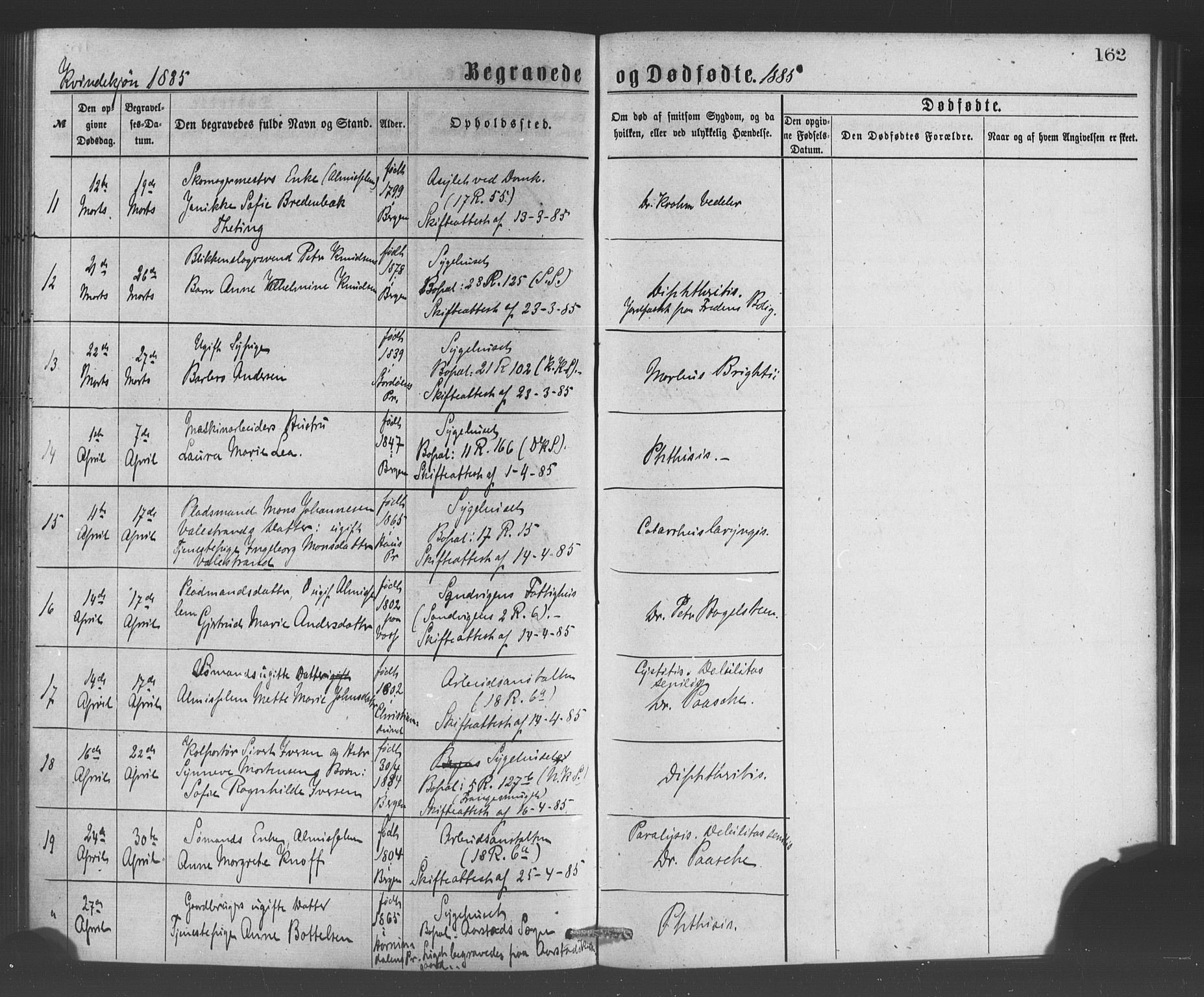 Bergen kommunale pleiehjem - stiftelsespresten, AV/SAB-A-100281: Parish register (official) no. A 1, 1874-1886, p. 162