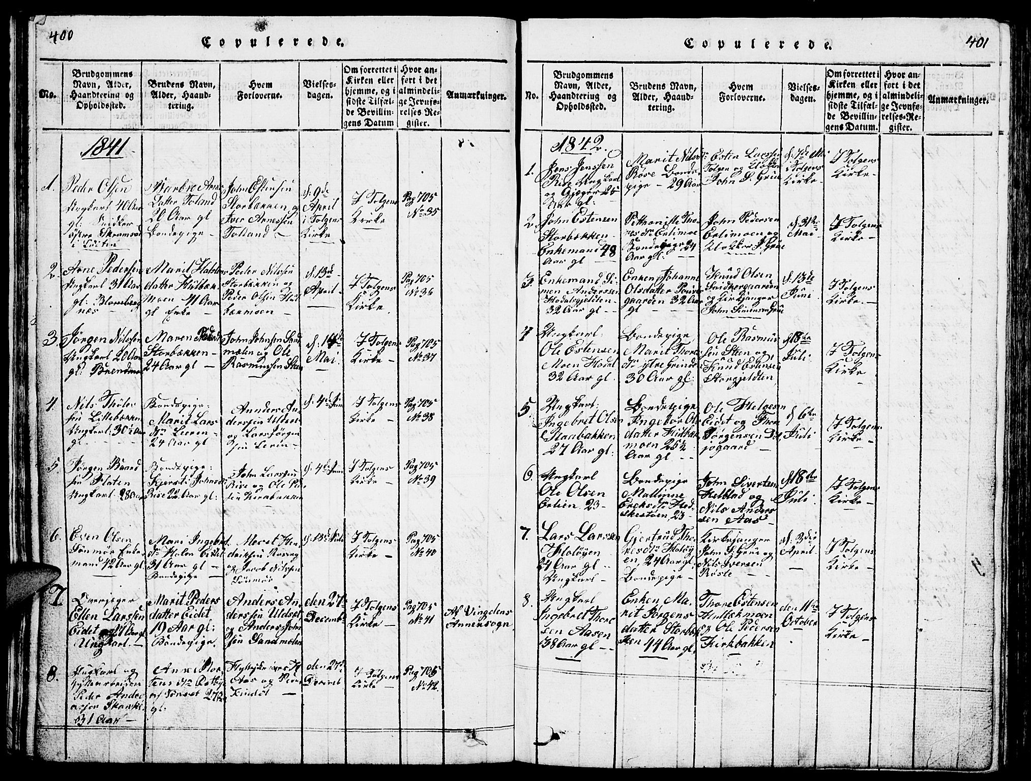 Tolga prestekontor, AV/SAH-PREST-062/L/L0001: Parish register (copy) no. 1, 1814-1877, p. 400-401