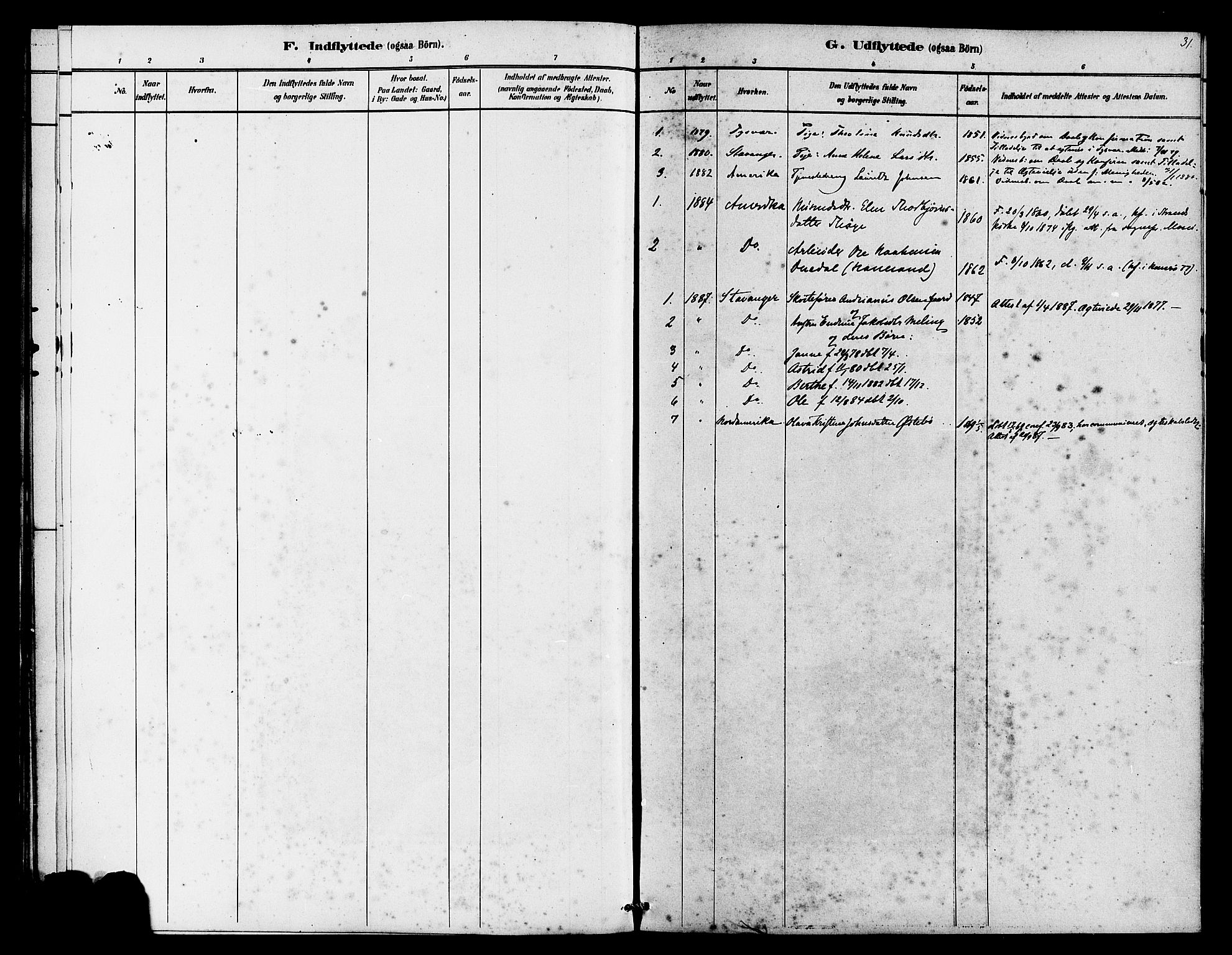 Finnøy sokneprestkontor, SAST/A-101825/H/Ha/Haa/L0009: Parish register (official) no. A 9, 1879-1888, p. 31