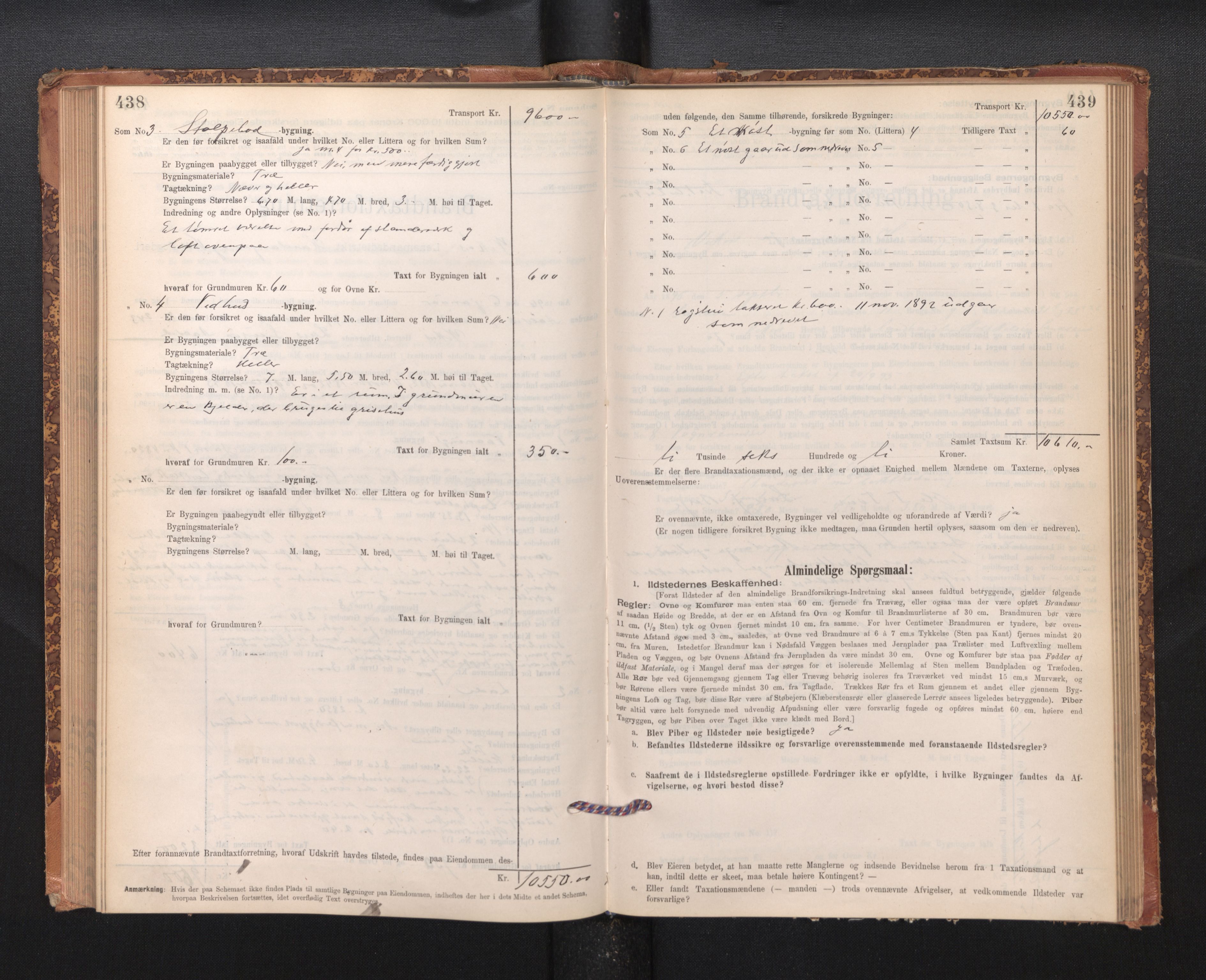 Lensmannen i Kvam, SAB/A-33201/0012/L0005: Branntakstprotokoll, skjematakst, 1894-1913, p. 438-439