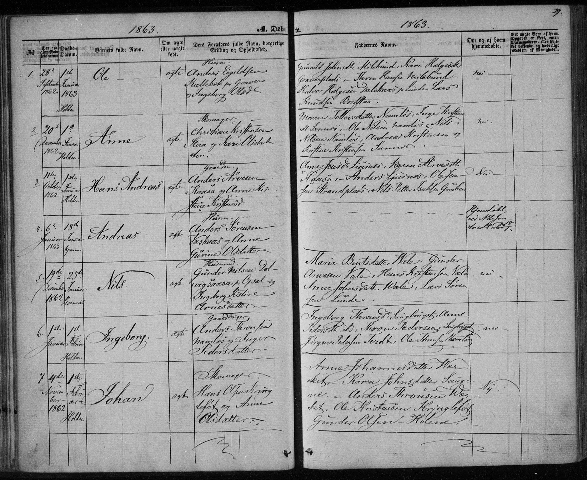 Holla kirkebøker, AV/SAKO-A-272/F/Fa/L0006: Parish register (official) no. 6, 1861-1869, p. 29