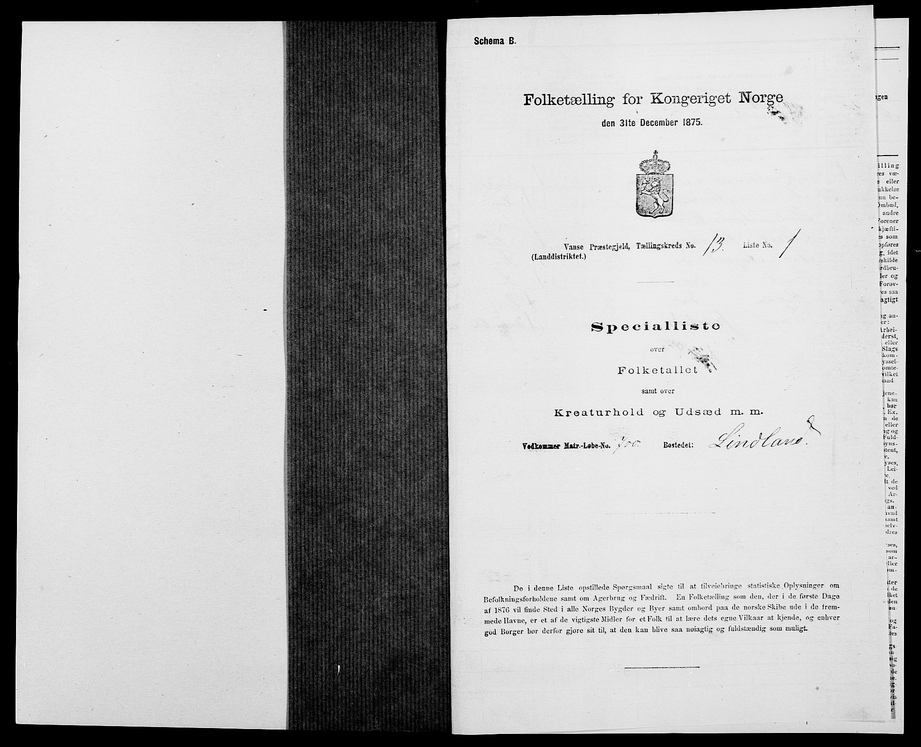 SAK, 1875 census for 1041L Vanse/Vanse og Farsund, 1875, p. 2379