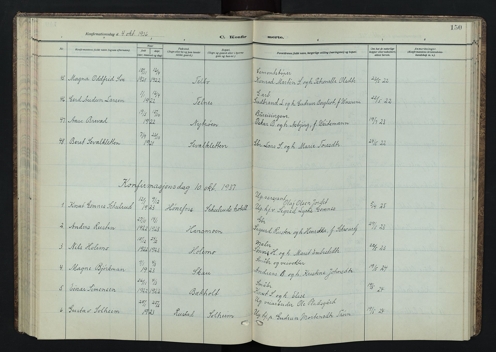 Tynset prestekontor, AV/SAH-PREST-058/H/Ha/Hab/L0012: Parish register (copy) no. 12, 1930-1944, p. 150