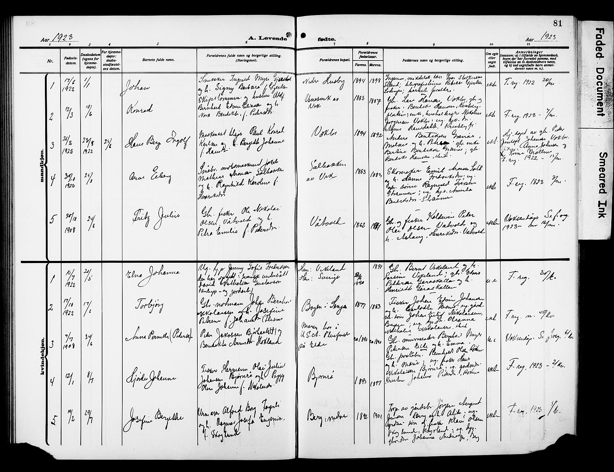 Kvæfjord sokneprestkontor, AV/SATØ-S-1323/G/Ga/Gab/L0006klokker: Parish register (copy) no. 6, 1912-1931, p. 81