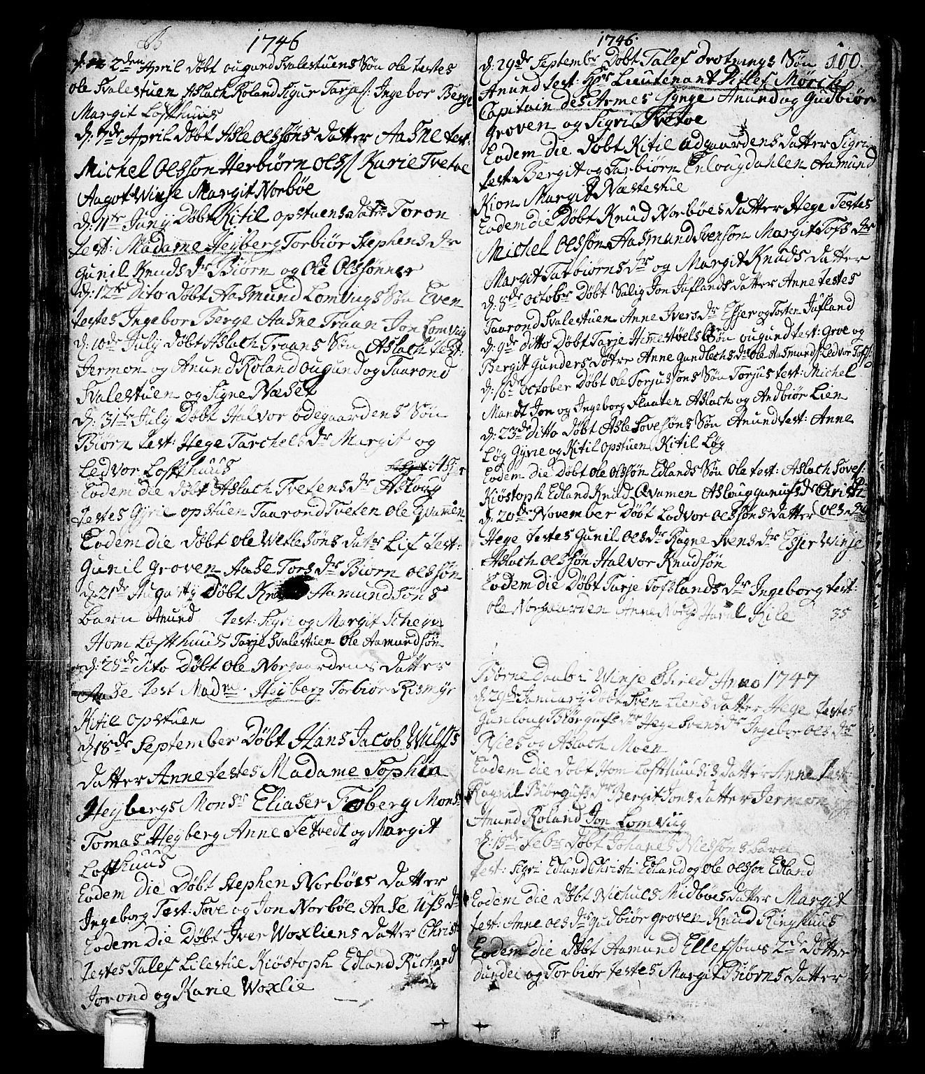 Vinje kirkebøker, SAKO/A-312/F/Fa/L0001: Parish register (official) no. I 1, 1717-1766, p. 100