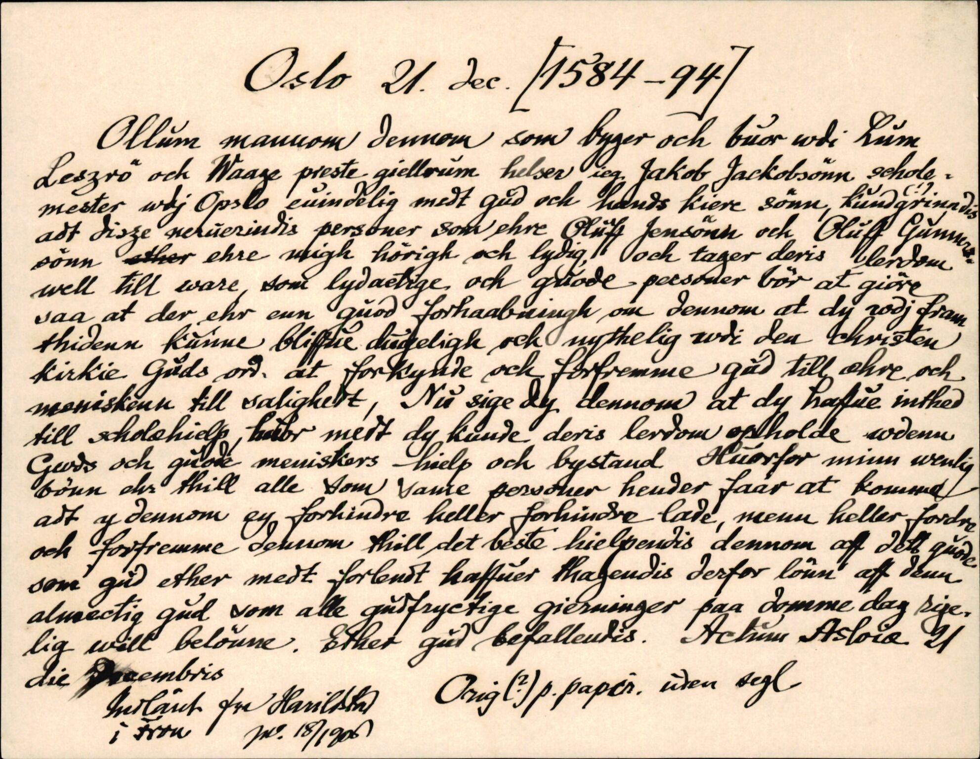 Riksarkivets diplomsamling, AV/RA-EA-5965/F35/F35d/L0002: Innlånte diplomer, seddelregister, 1592-1620, p. 89