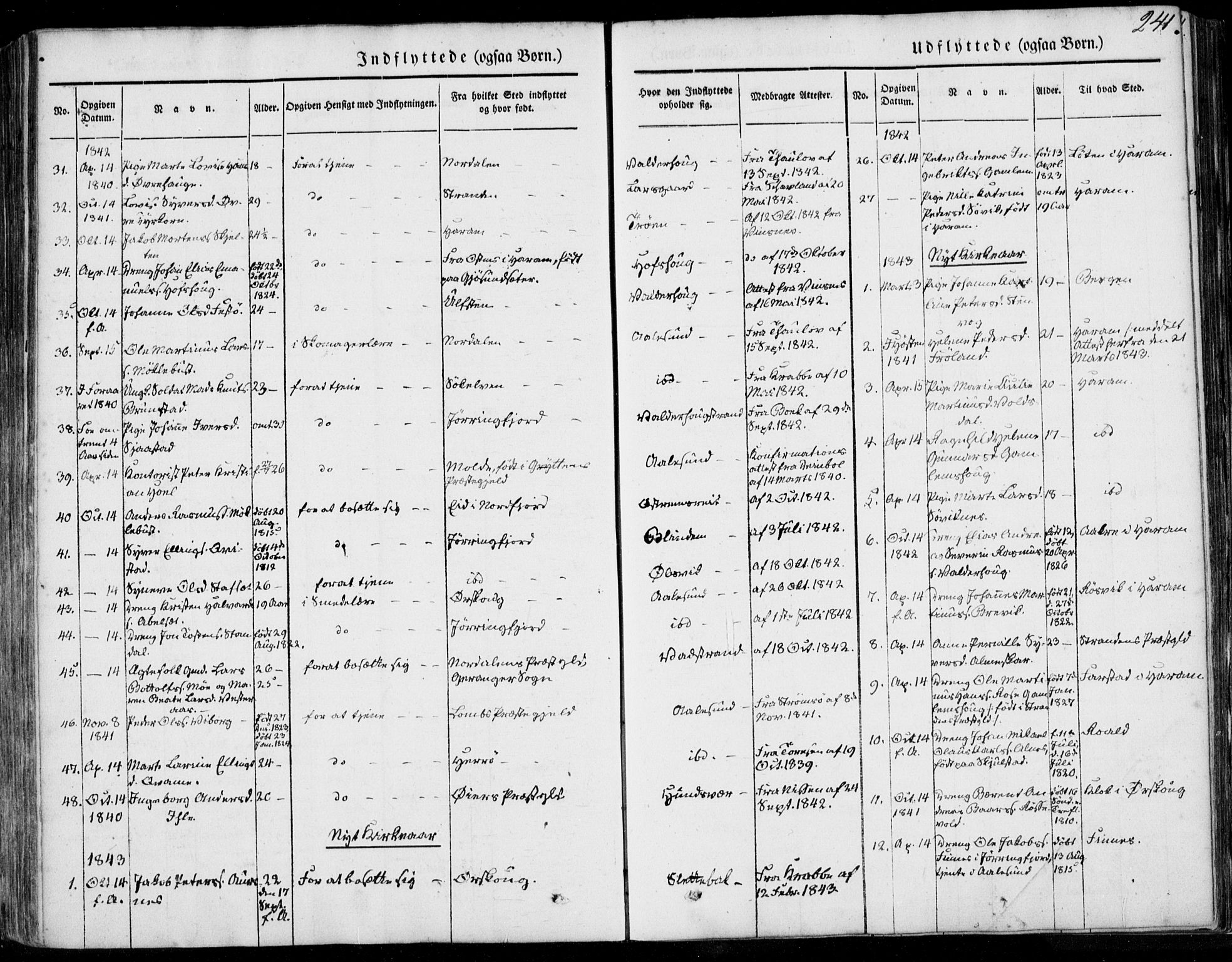 Ministerialprotokoller, klokkerbøker og fødselsregistre - Møre og Romsdal, SAT/A-1454/528/L0396: Parish register (official) no. 528A07, 1839-1847, p. 241