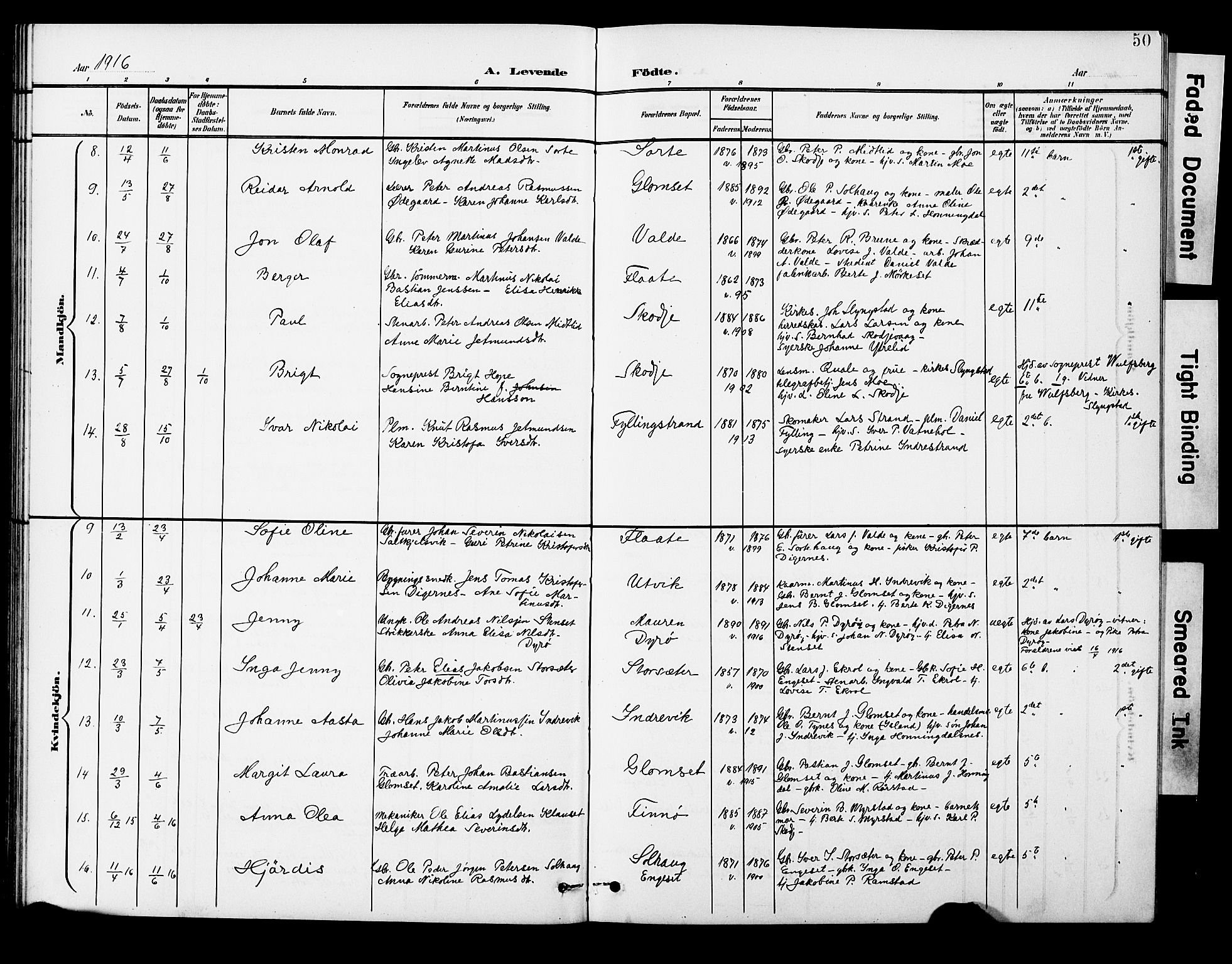 Ministerialprotokoller, klokkerbøker og fødselsregistre - Møre og Romsdal, SAT/A-1454/524/L0366: Parish register (copy) no. 524C07, 1900-1931, p. 50