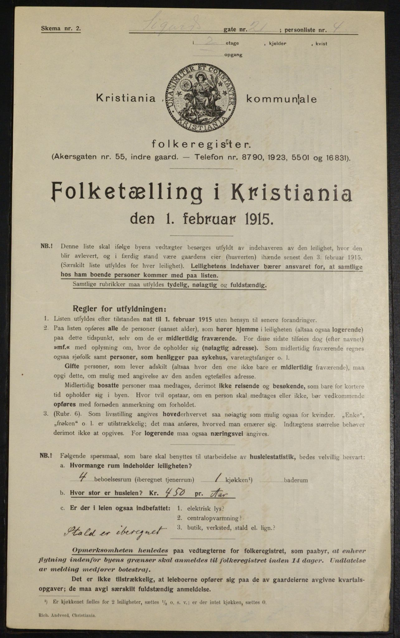 OBA, Municipal Census 1915 for Kristiania, 1915, p. 94969