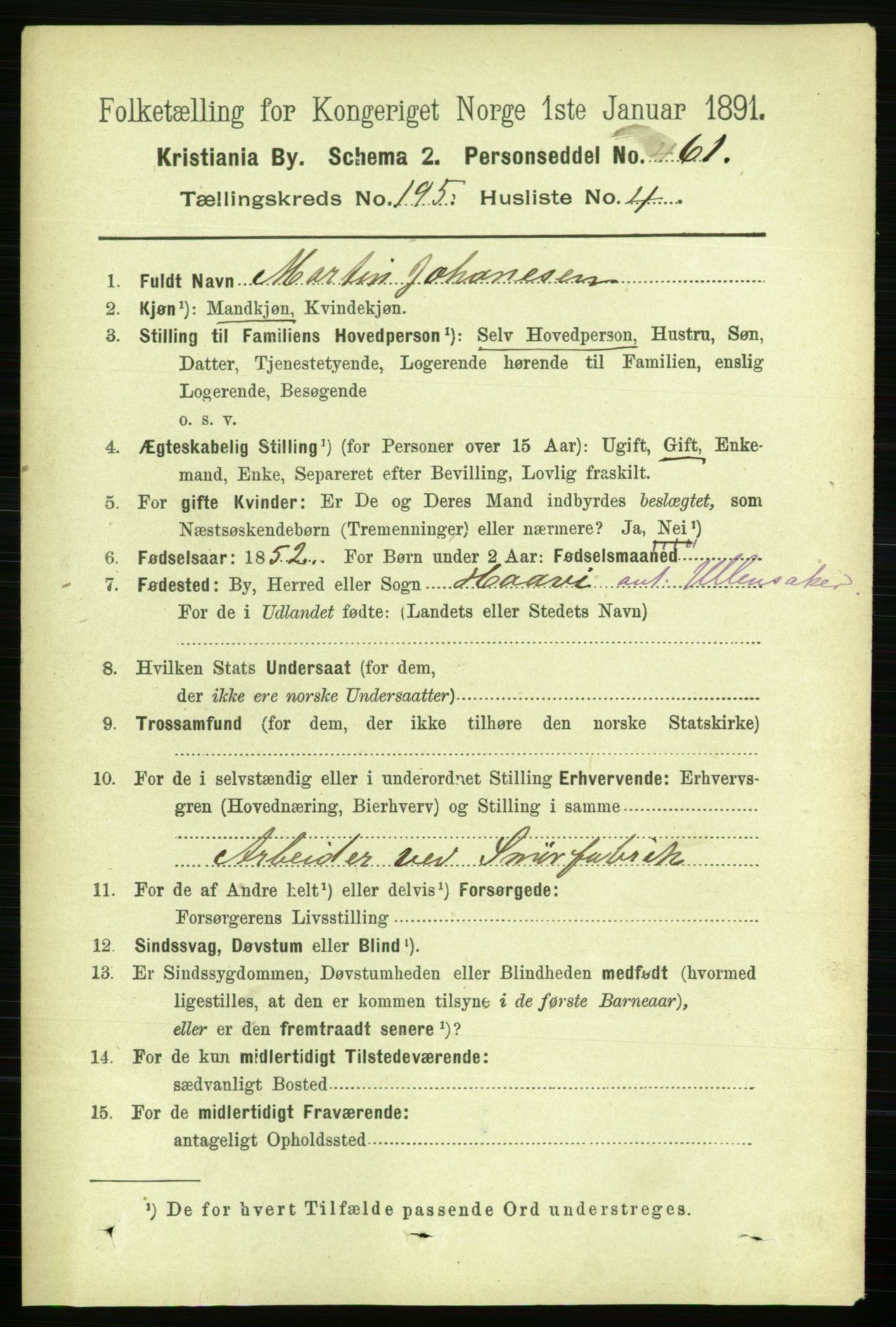 RA, 1891 census for 0301 Kristiania, 1891, p. 117582