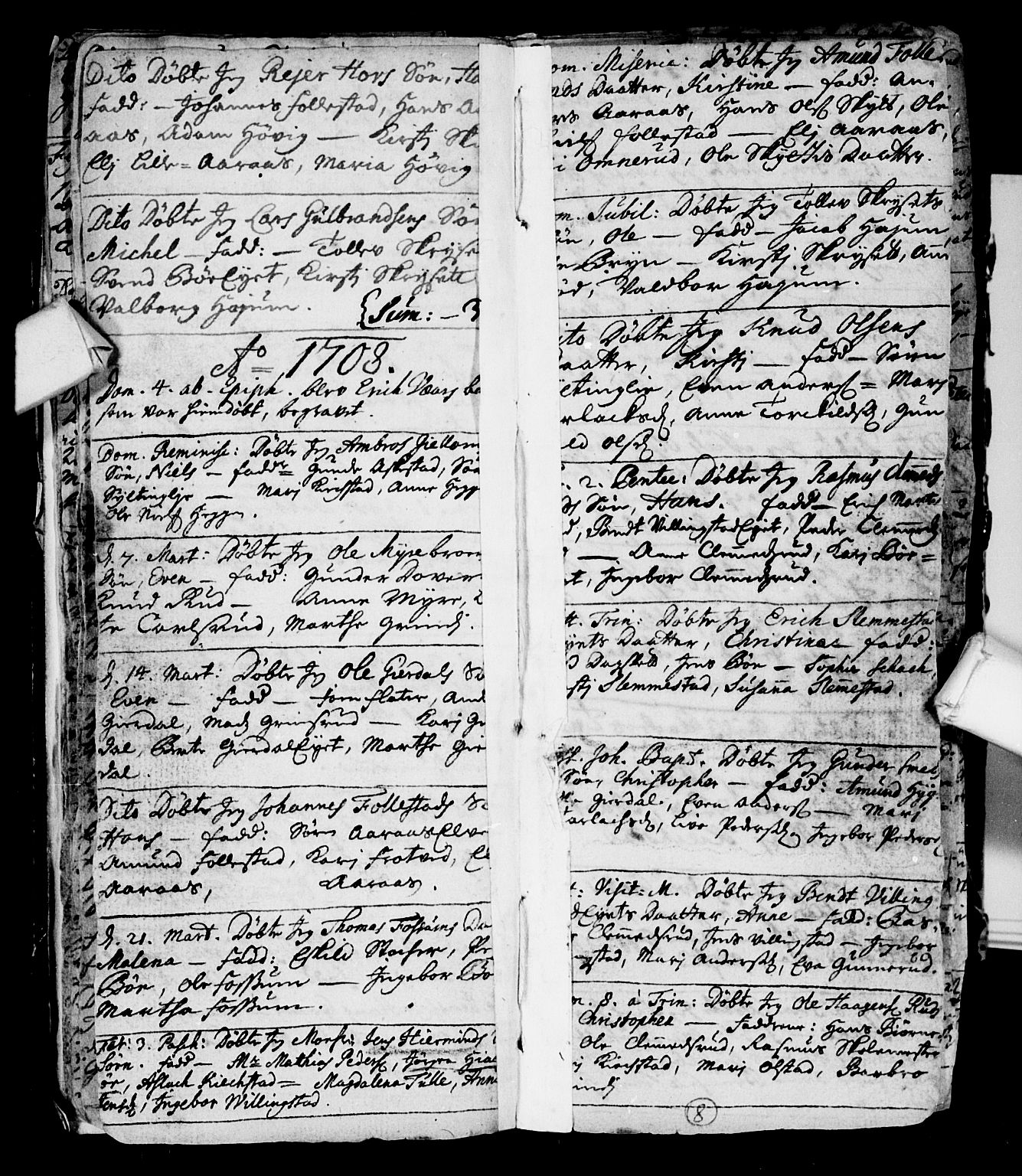 Røyken kirkebøker, SAKO/A-241/F/Fa/L0001: Parish register (official) no. 1, 1701-1730, p. 8
