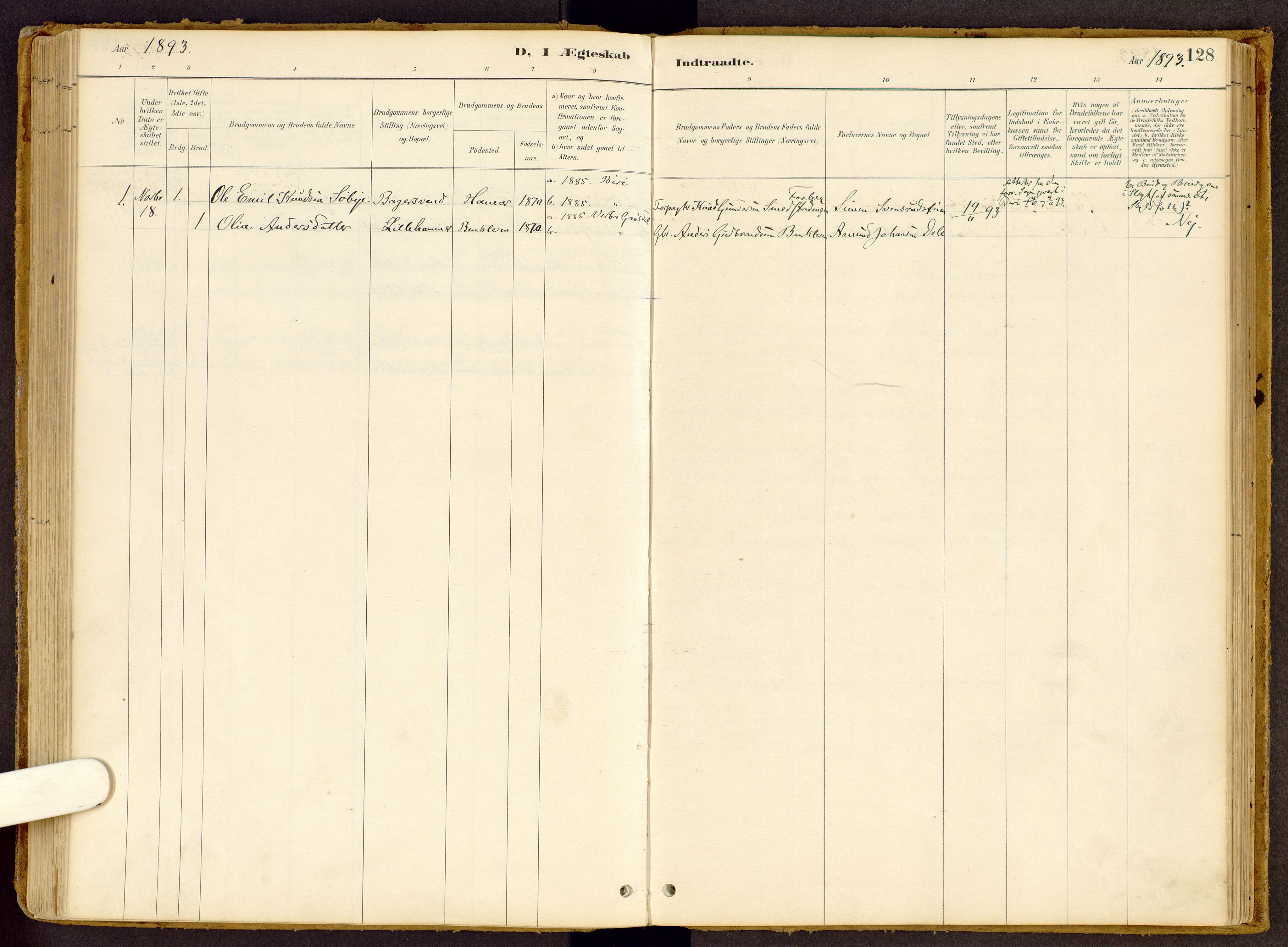 Vestre Gausdal prestekontor, SAH/PREST-094/H/Ha/Haa/L0002: Parish register (official) no. 2, 1887-1918, p. 128