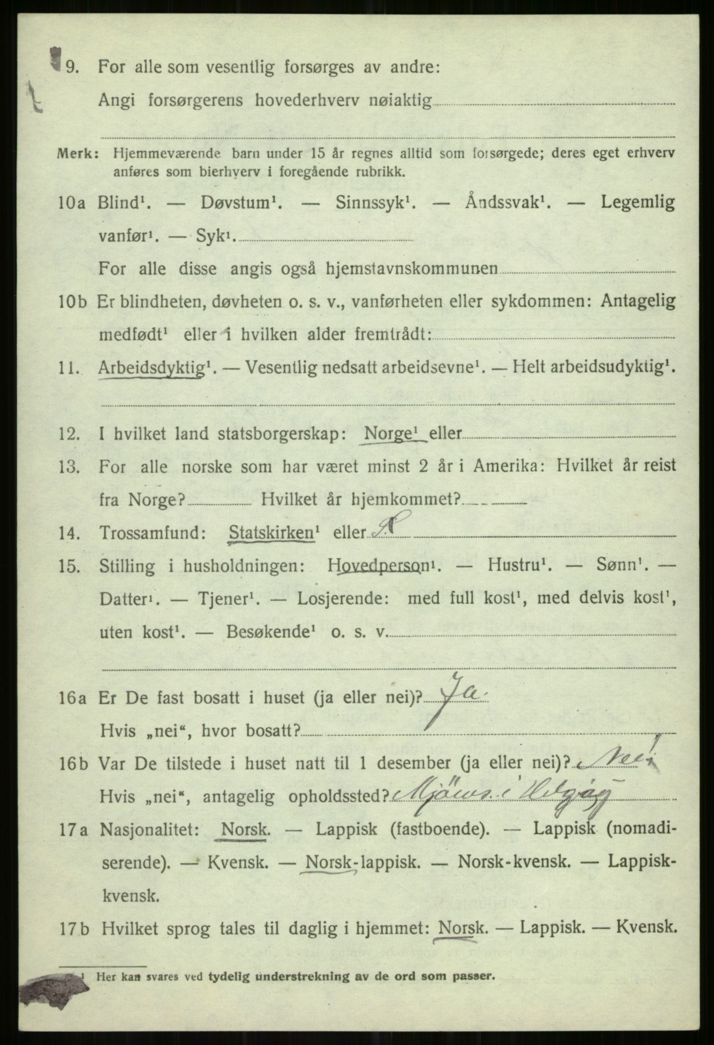 SATØ, 1920 census for Helgøy, 1920, p. 2052