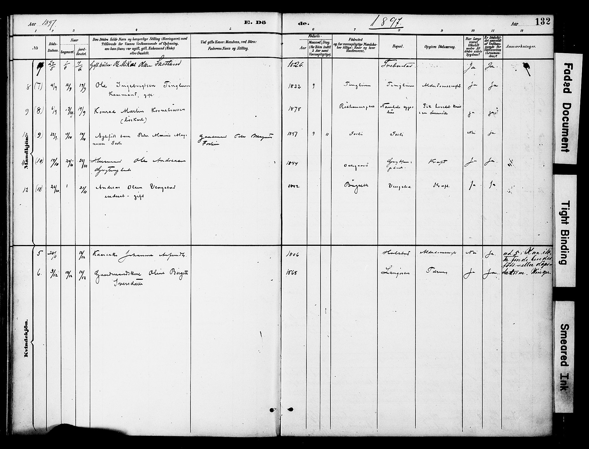 Ministerialprotokoller, klokkerbøker og fødselsregistre - Nord-Trøndelag, SAT/A-1458/742/L0409: Parish register (official) no. 742A02, 1891-1905, p. 132