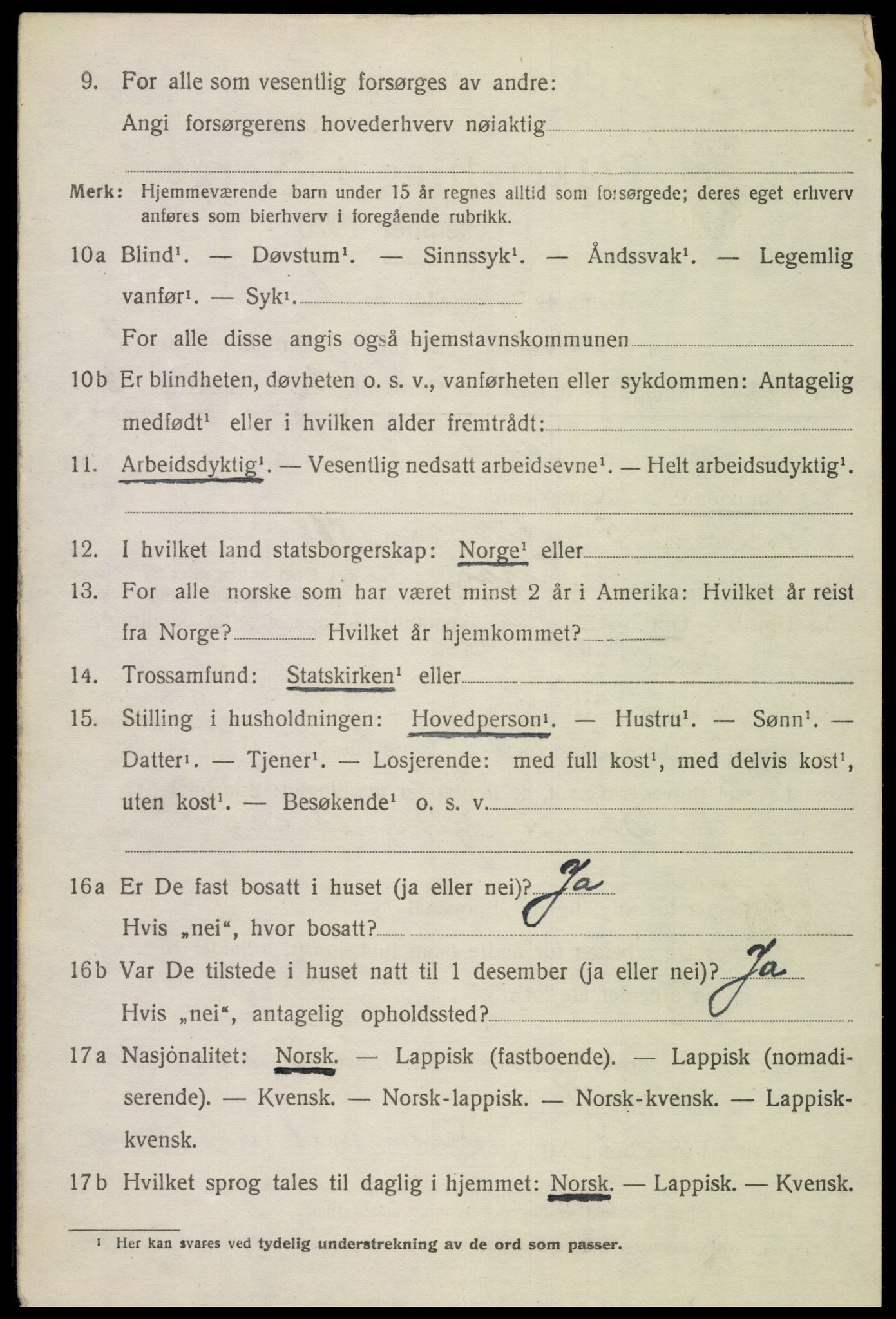 SAT, 1920 census for Evenes, 1920, p. 6117