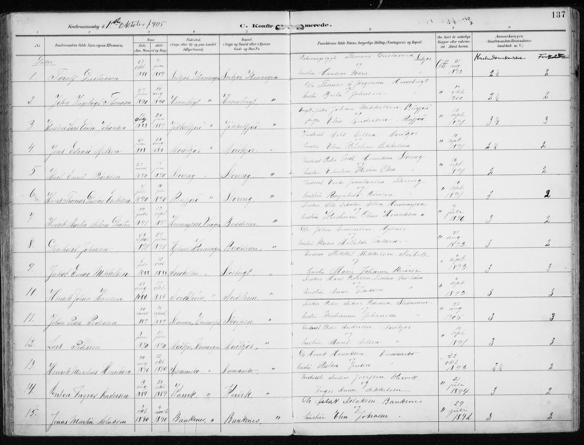 Skjervøy sokneprestkontor, SATØ/S-1300/H/Ha/Haa/L0016kirke: Parish register (official) no. 16, 1892-1908, p. 137