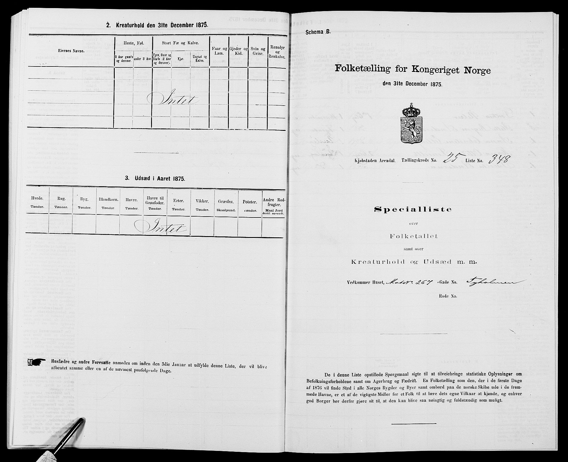 SAK, 1875 census for 0903P Arendal, 1875, p. 803