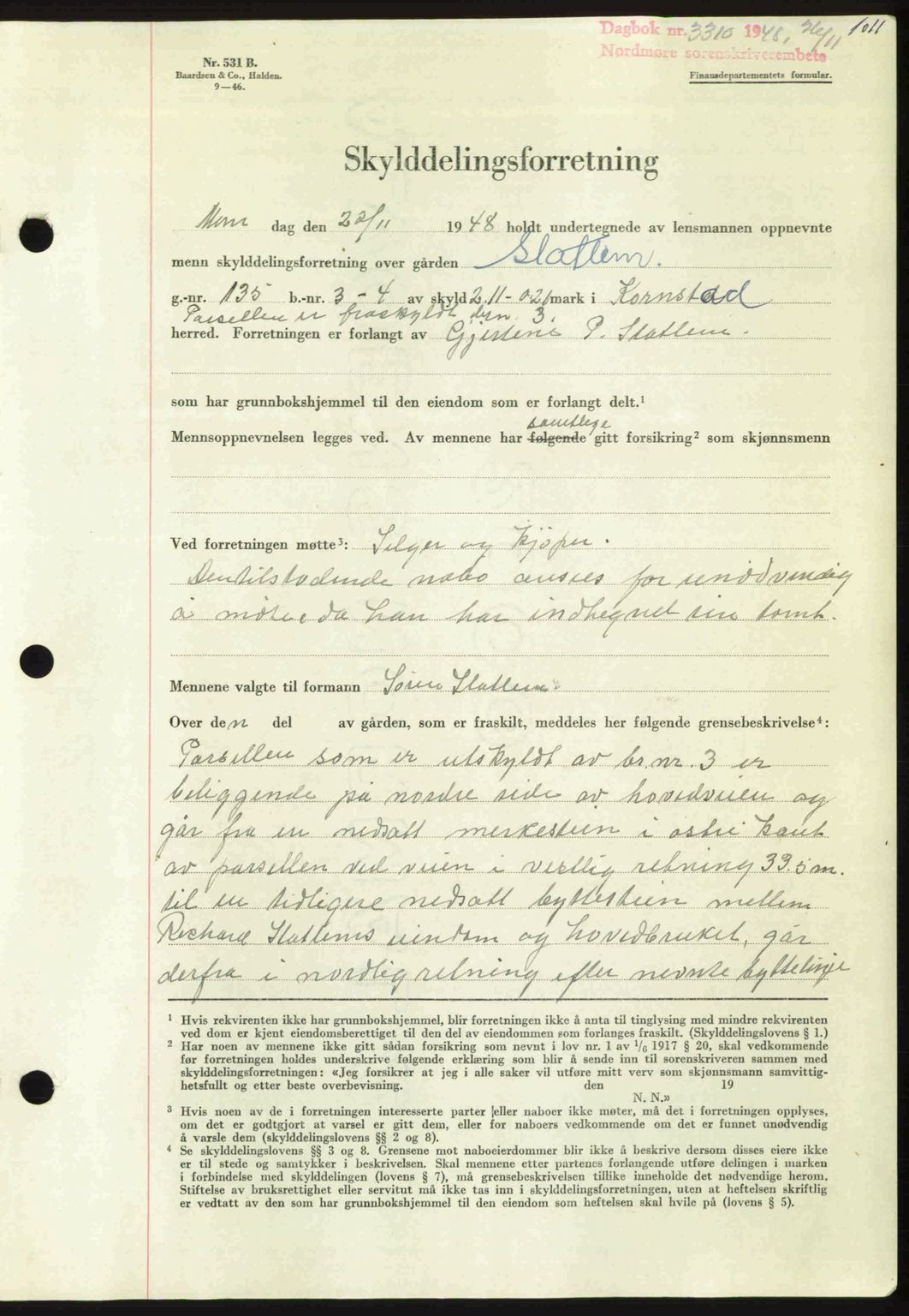 Nordmøre sorenskriveri, AV/SAT-A-4132/1/2/2Ca: Mortgage book no. A109, 1948-1948, Diary no: : 3310/1948