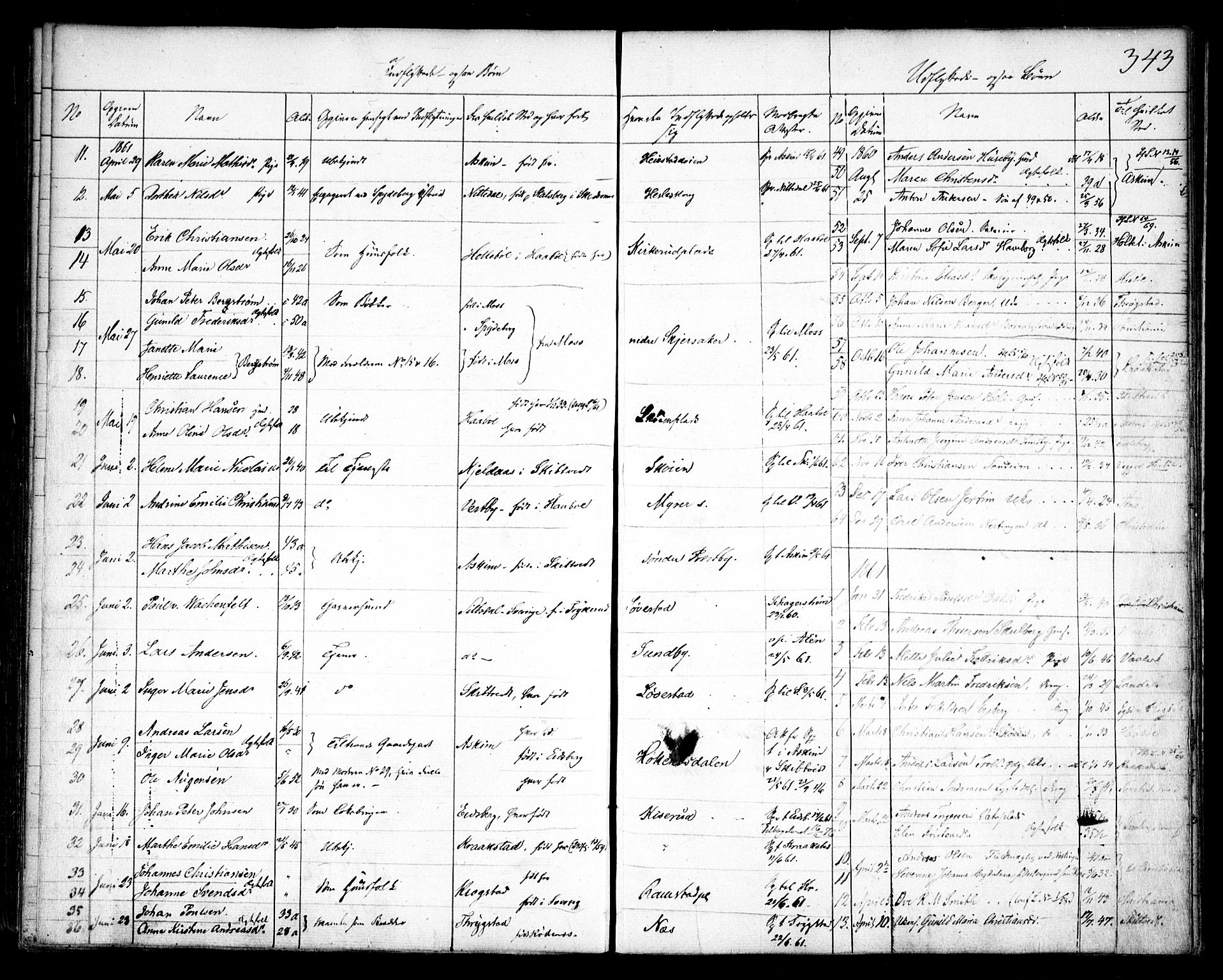 Spydeberg prestekontor Kirkebøker, SAO/A-10924/F/Fa/L0005: Parish register (official) no. I 5, 1842-1862, p. 343