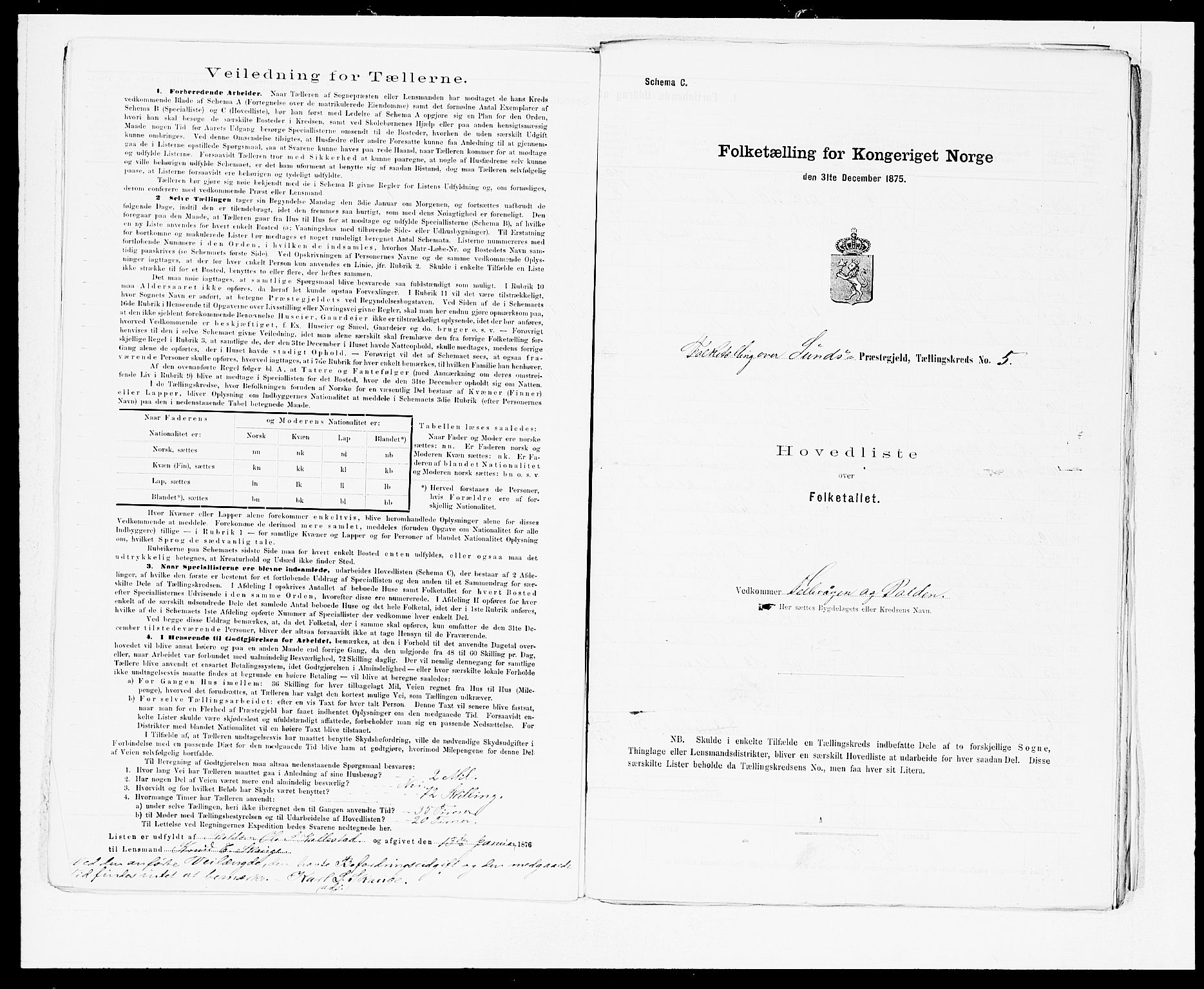 SAB, 1875 census for 1245P Sund, 1875, p. 10