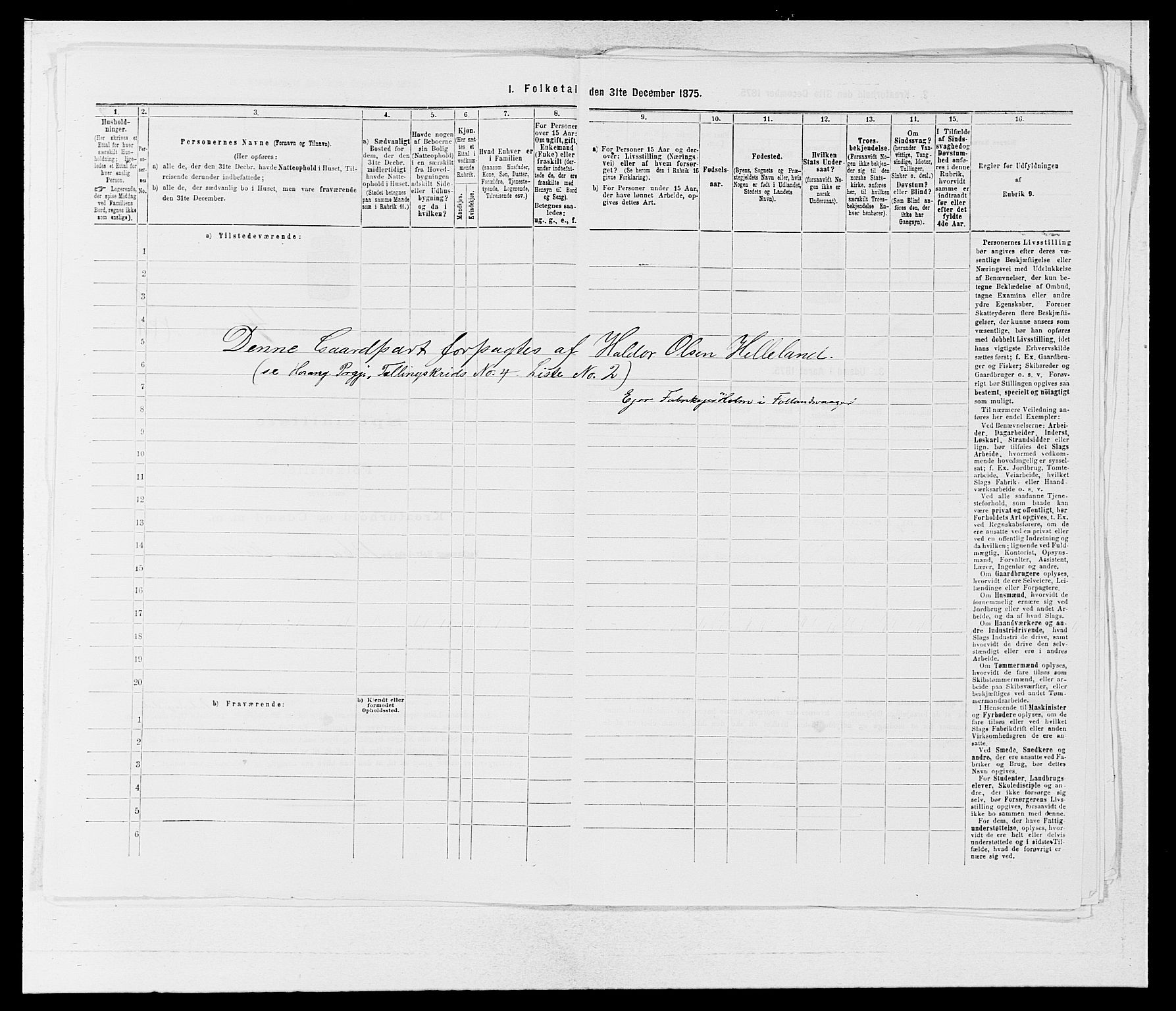 SAB, 1875 census for 1253P Hosanger, 1875, p. 364