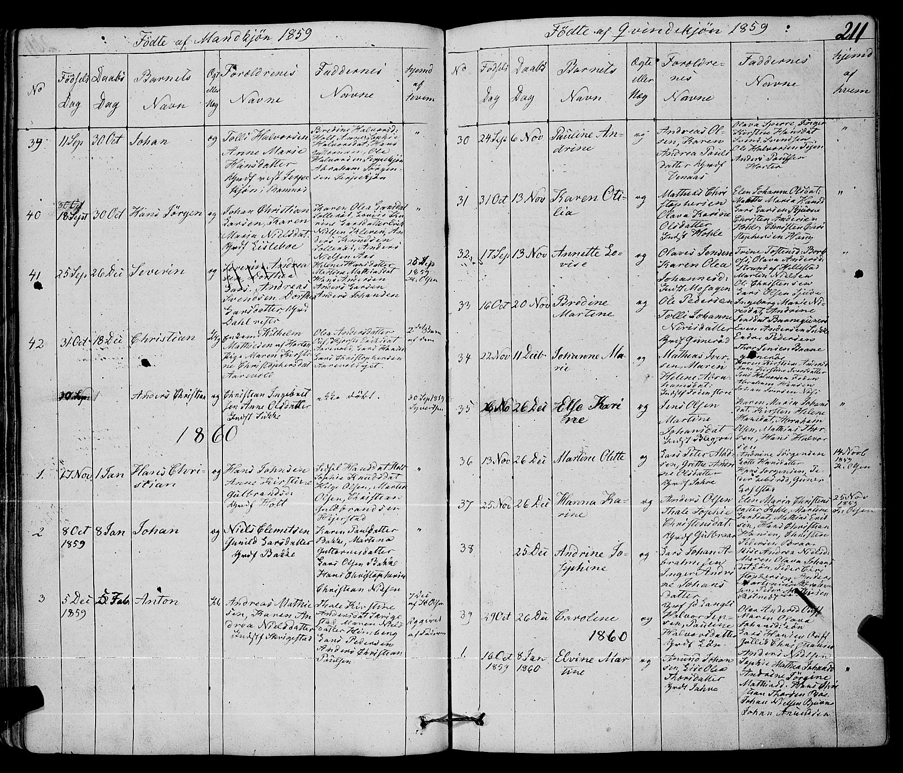 Ramnes kirkebøker, AV/SAKO-A-314/F/Fa/L0005: Parish register (official) no. I 5, 1841-1861, p. 210-211