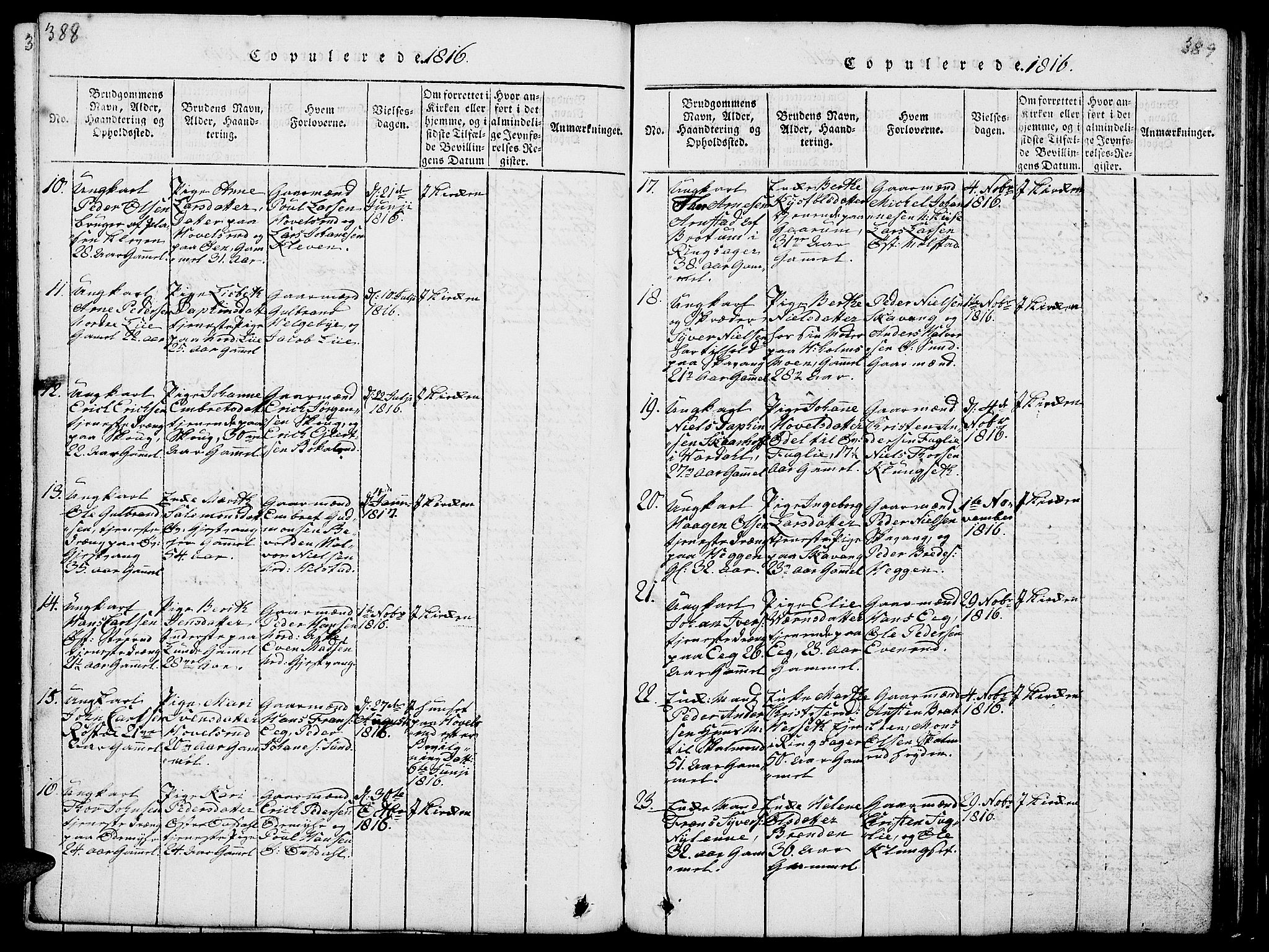 Nes prestekontor, Hedmark, AV/SAH-PREST-020/L/La/L0003: Parish register (copy) no. 3, 1814-1831, p. 388-389