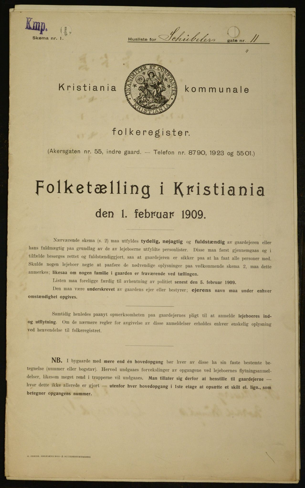 OBA, Municipal Census 1909 for Kristiania, 1909, p. 84345