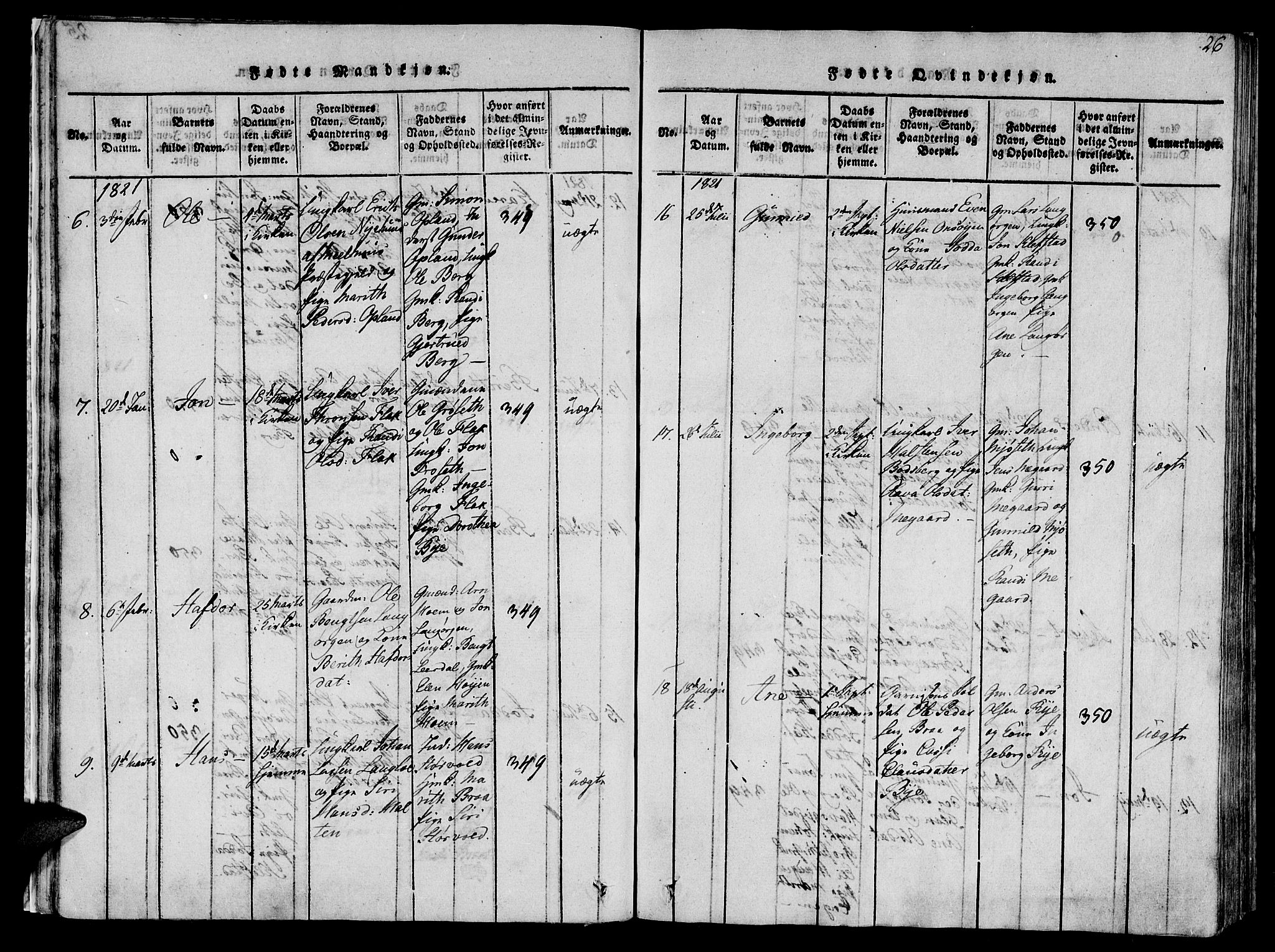 Ministerialprotokoller, klokkerbøker og fødselsregistre - Sør-Trøndelag, AV/SAT-A-1456/612/L0372: Parish register (official) no. 612A06 /1, 1816-1828, p. 26