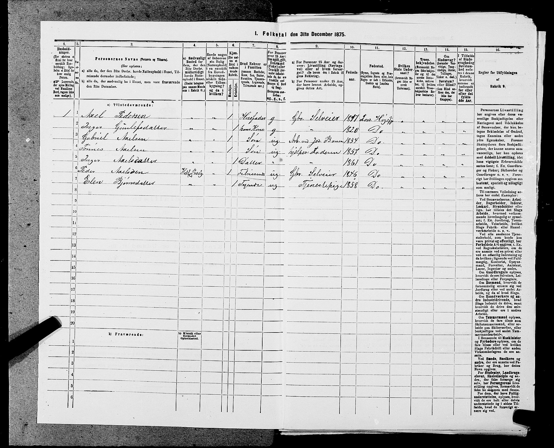 SAST, 1875 census for 1128P Høgsfjord, 1875, p. 619