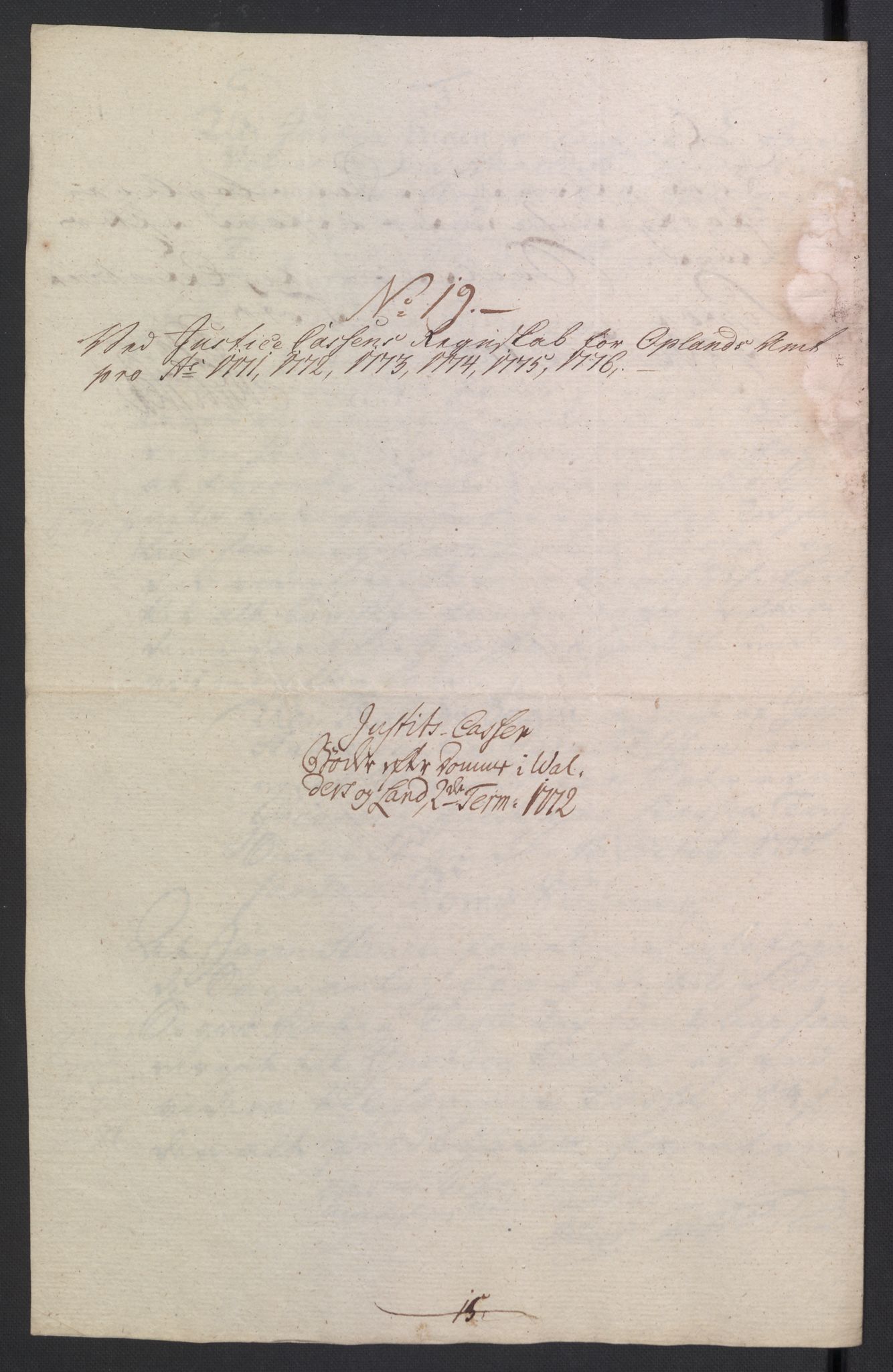 Rentekammeret inntil 1814, Reviderte regnskaper, Mindre regnskaper, AV/RA-EA-4068/Rb/L0014: Opplands amt, 1771-1779, p. 166