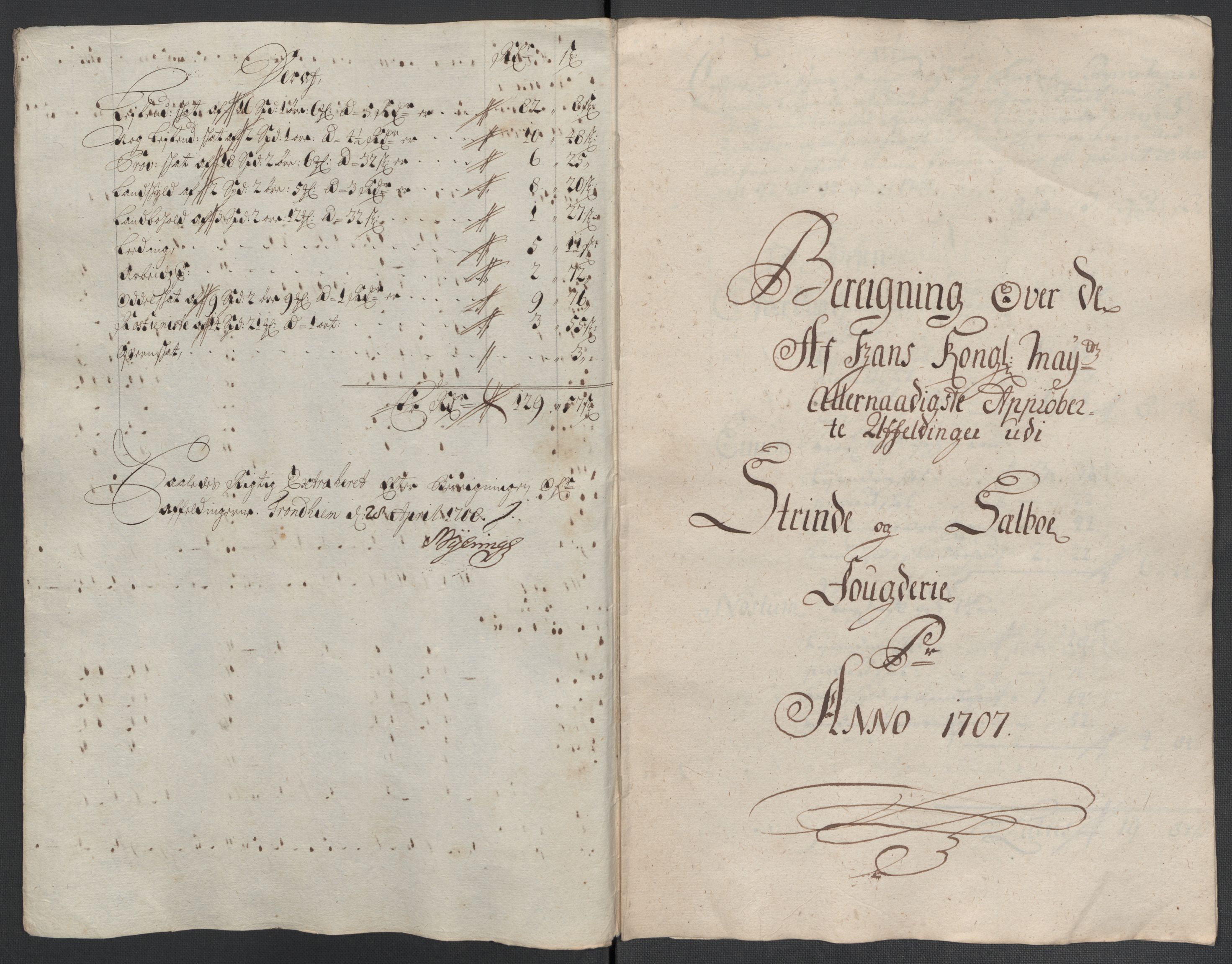 Rentekammeret inntil 1814, Reviderte regnskaper, Fogderegnskap, AV/RA-EA-4092/R61/L4110: Fogderegnskap Strinda og Selbu, 1707-1708, p. 187