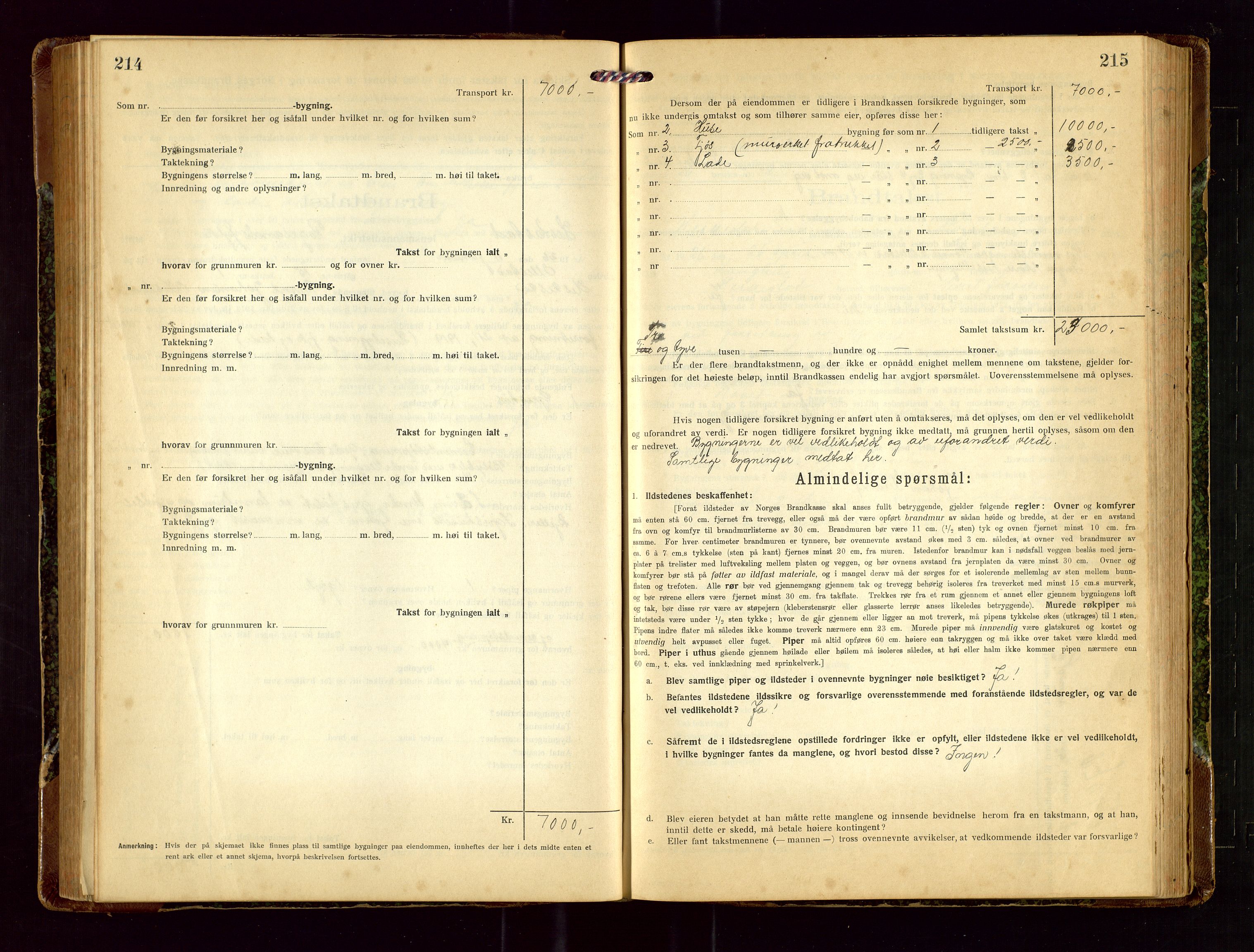 Heskestad lensmannskontor, SAST/A-100304/Gob/L0003: "Brandtakstprotokoll", 1922-1934, p. 214-215