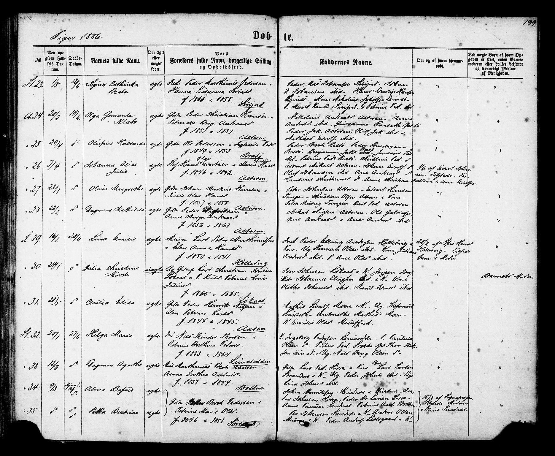 Ministerialprotokoller, klokkerbøker og fødselsregistre - Nordland, AV/SAT-A-1459/830/L0449: Parish register (official) no. 830A13, 1866-1886, p. 199