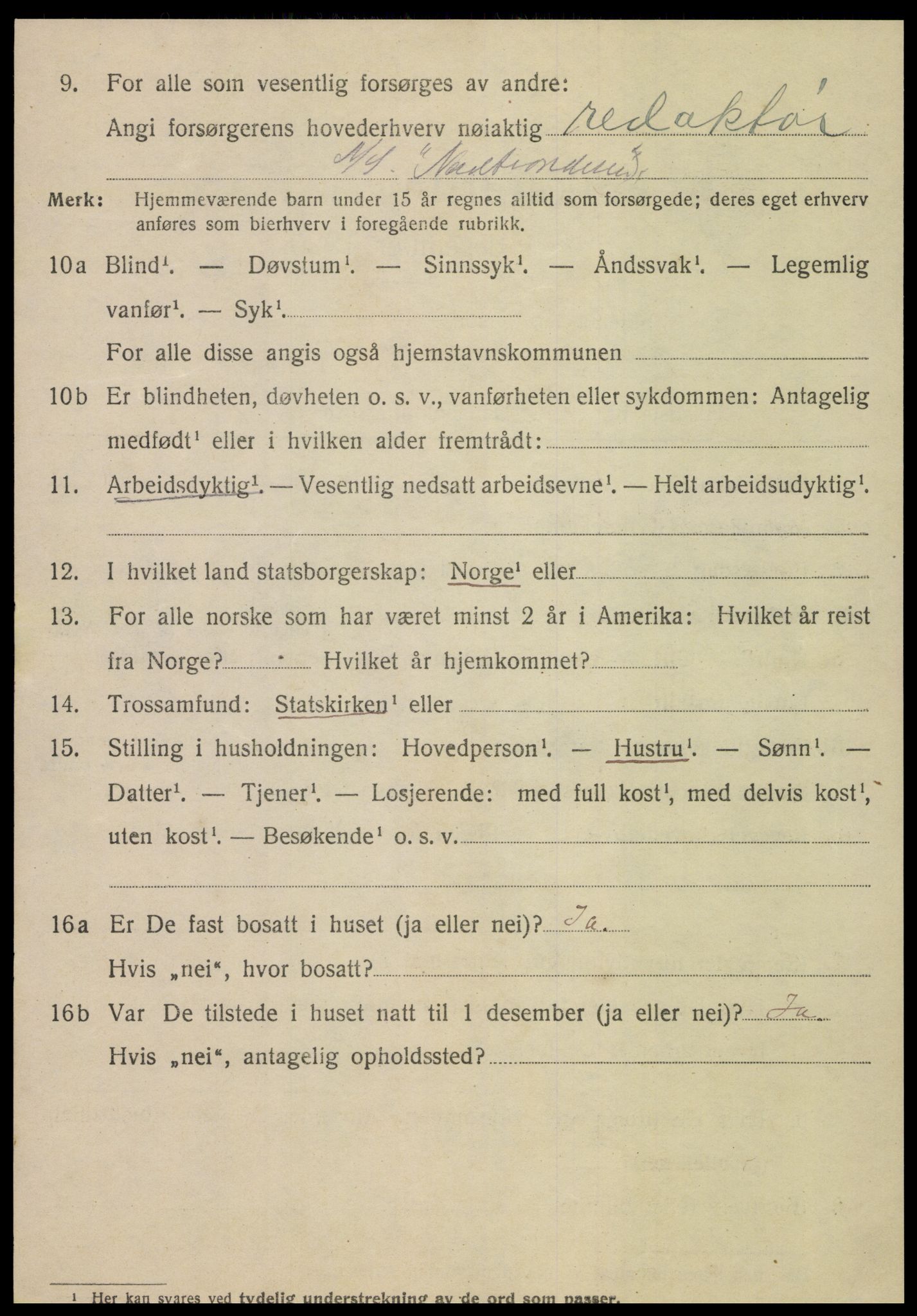 SAT, 1920 census for Namsos, 1920, p. 4842