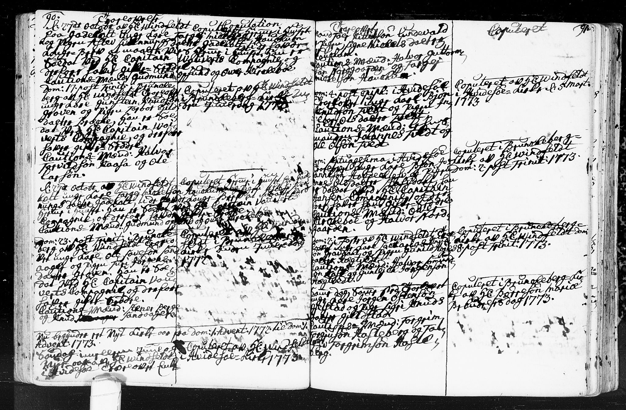 Kviteseid kirkebøker, SAKO/A-276/F/Fa/L0001: Parish register (official) no. I 1, 1754-1773, p. 90-91