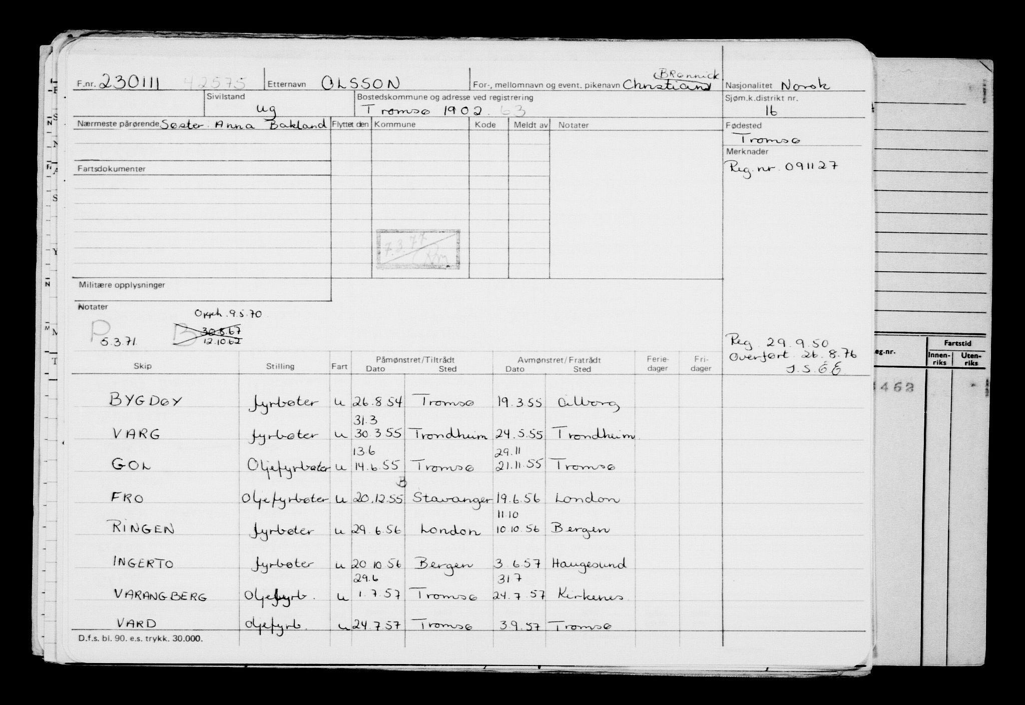 Direktoratet for sjømenn, RA/S-3545/G/Gb/L0093: Hovedkort, 1910-1911, p. 701