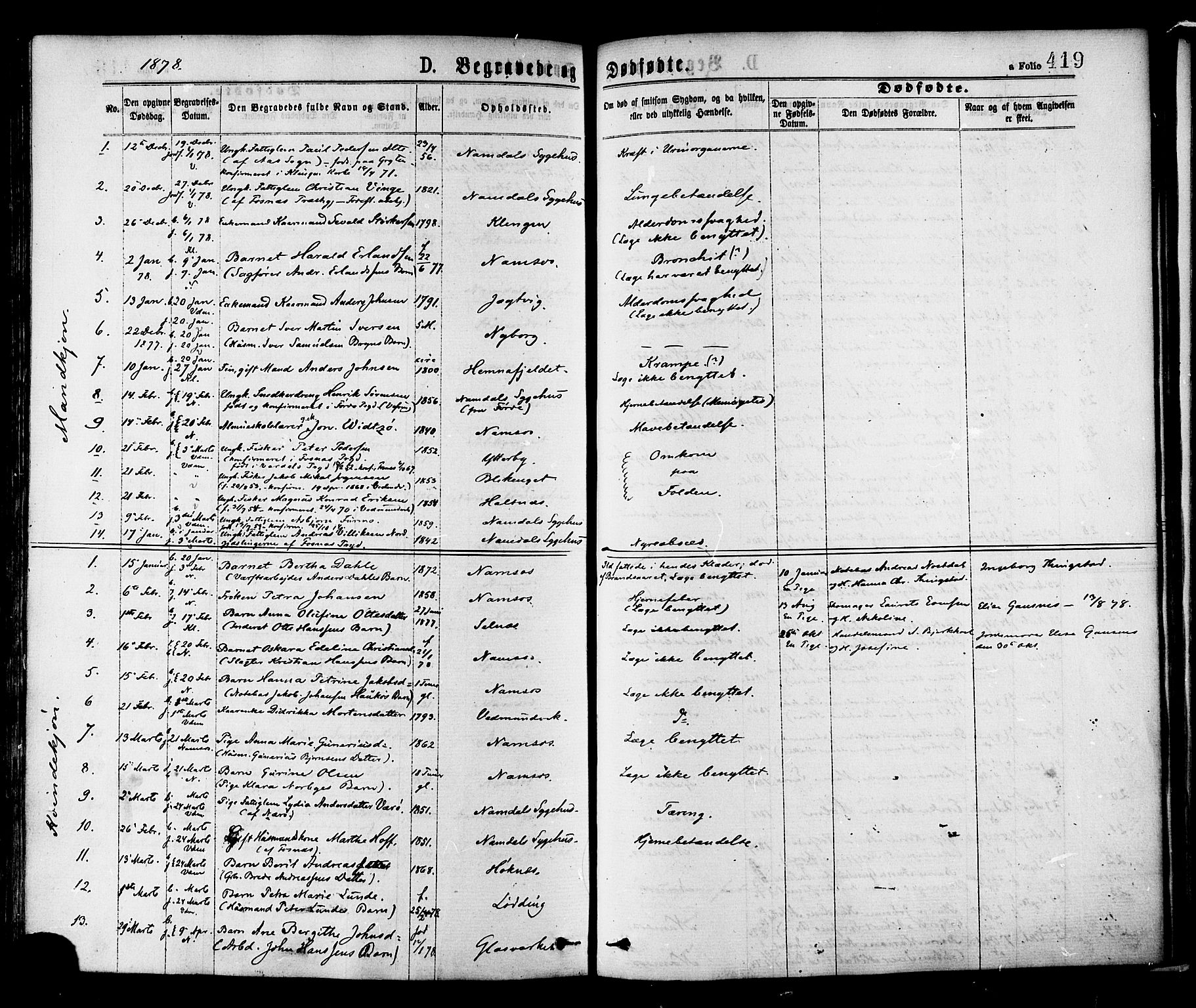 Ministerialprotokoller, klokkerbøker og fødselsregistre - Nord-Trøndelag, SAT/A-1458/768/L0572: Parish register (official) no. 768A07, 1874-1886, p. 419