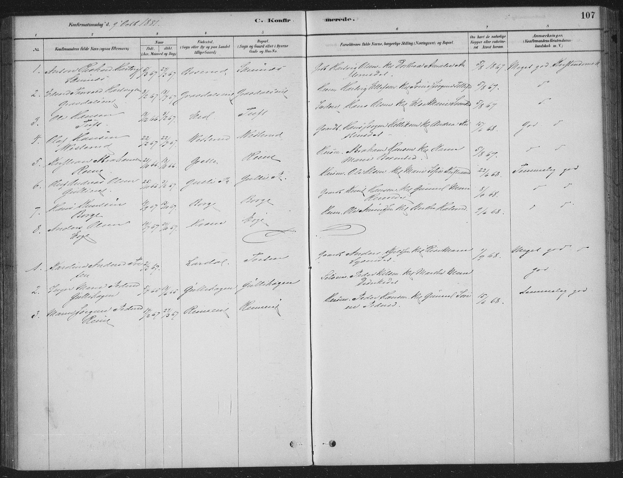 Sandsvær kirkebøker, AV/SAKO-A-244/F/Fe/L0001: Parish register (official) no. V 1, 1878-1936, p. 107