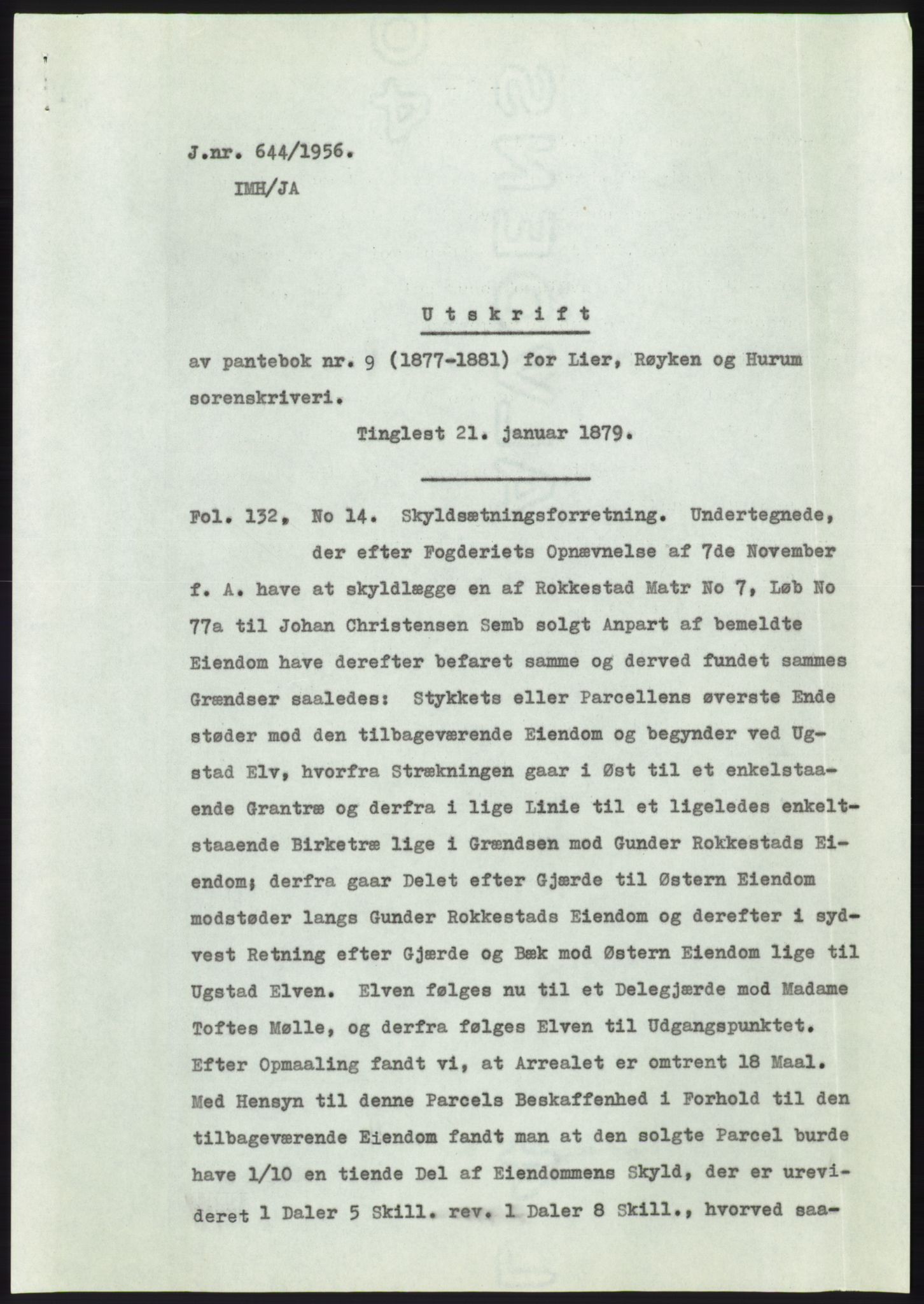Statsarkivet i Kongsberg, AV/SAKO-A-0001/E/Ee/L0006: Avskrifter, SAO jnr. 401/1956 - 791/1956, 1956, p. 224