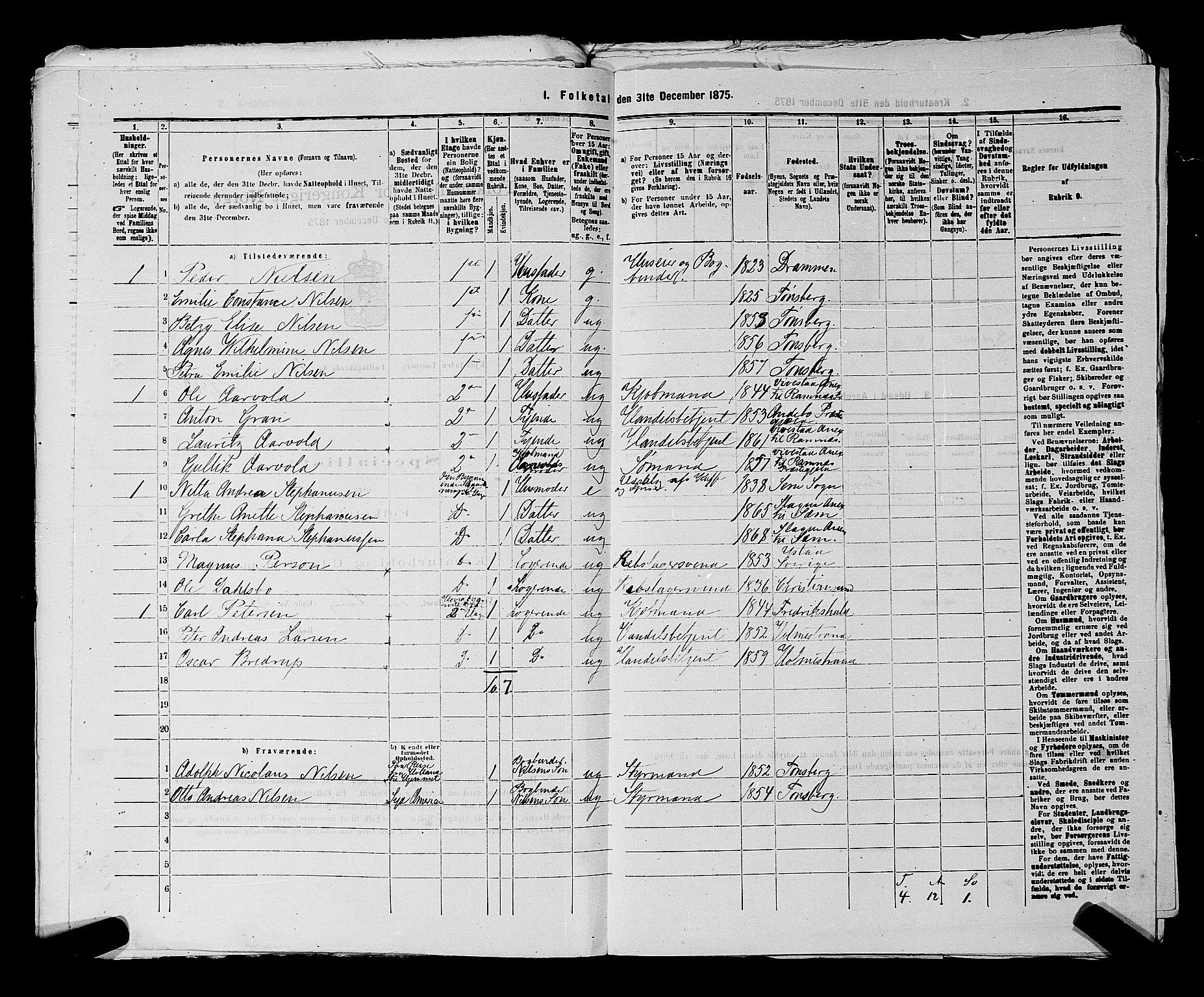 SAKO, 1875 census for 0705P Tønsberg, 1875, p. 599