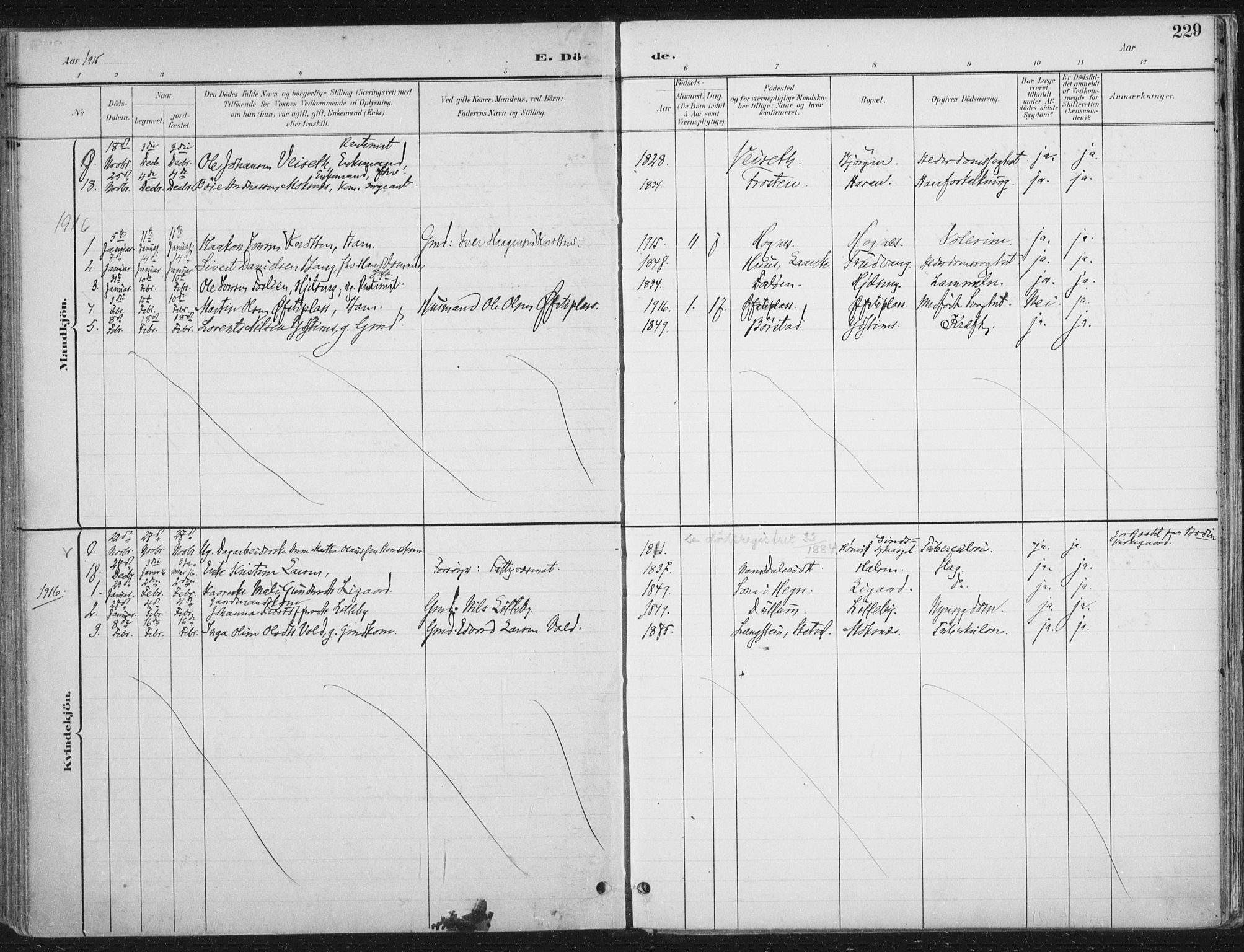 Ministerialprotokoller, klokkerbøker og fødselsregistre - Nord-Trøndelag, SAT/A-1458/709/L0082: Parish register (official) no. 709A22, 1896-1916, p. 229