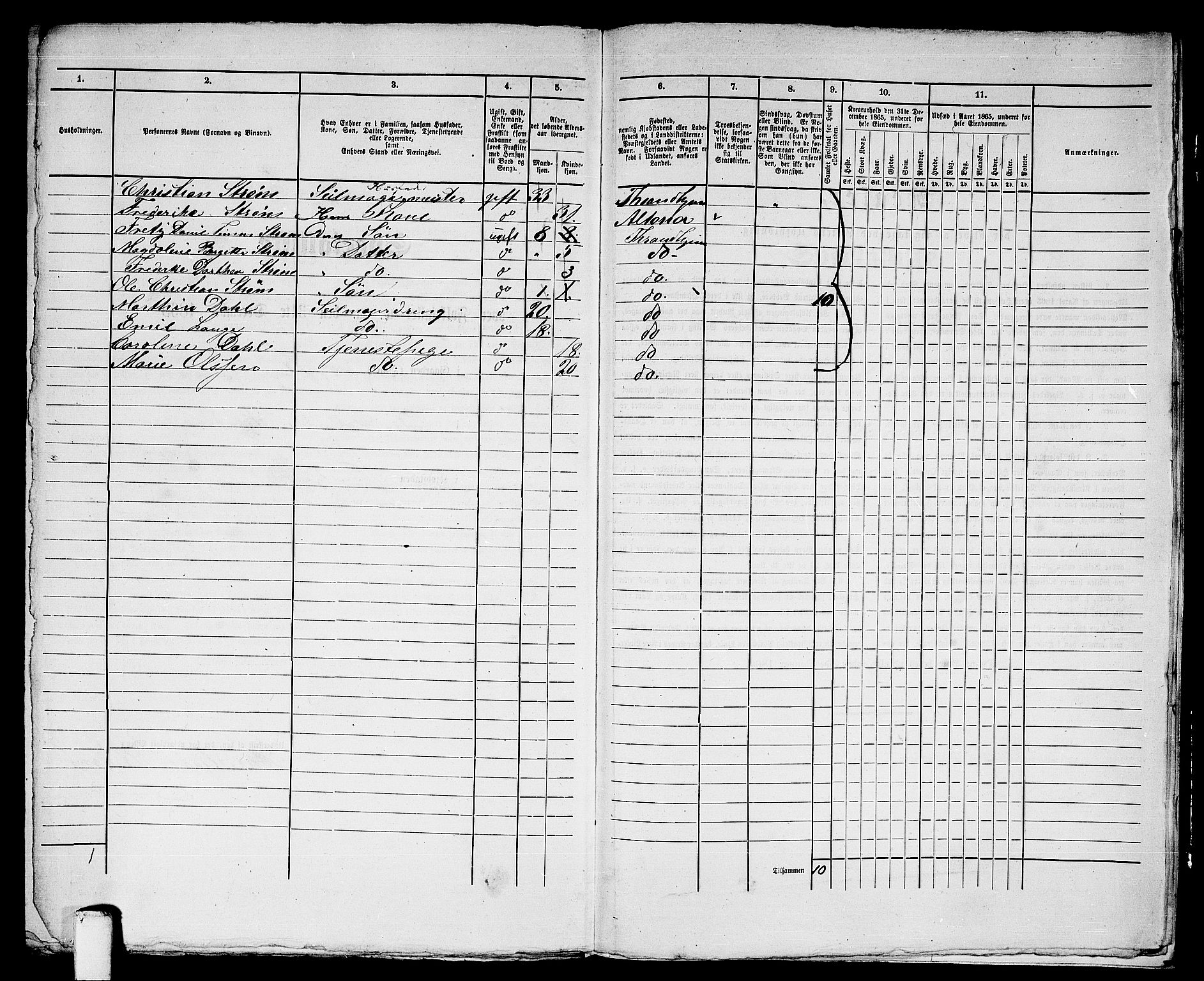 RA, 1865 census for Trondheim, 1865, p. 2587