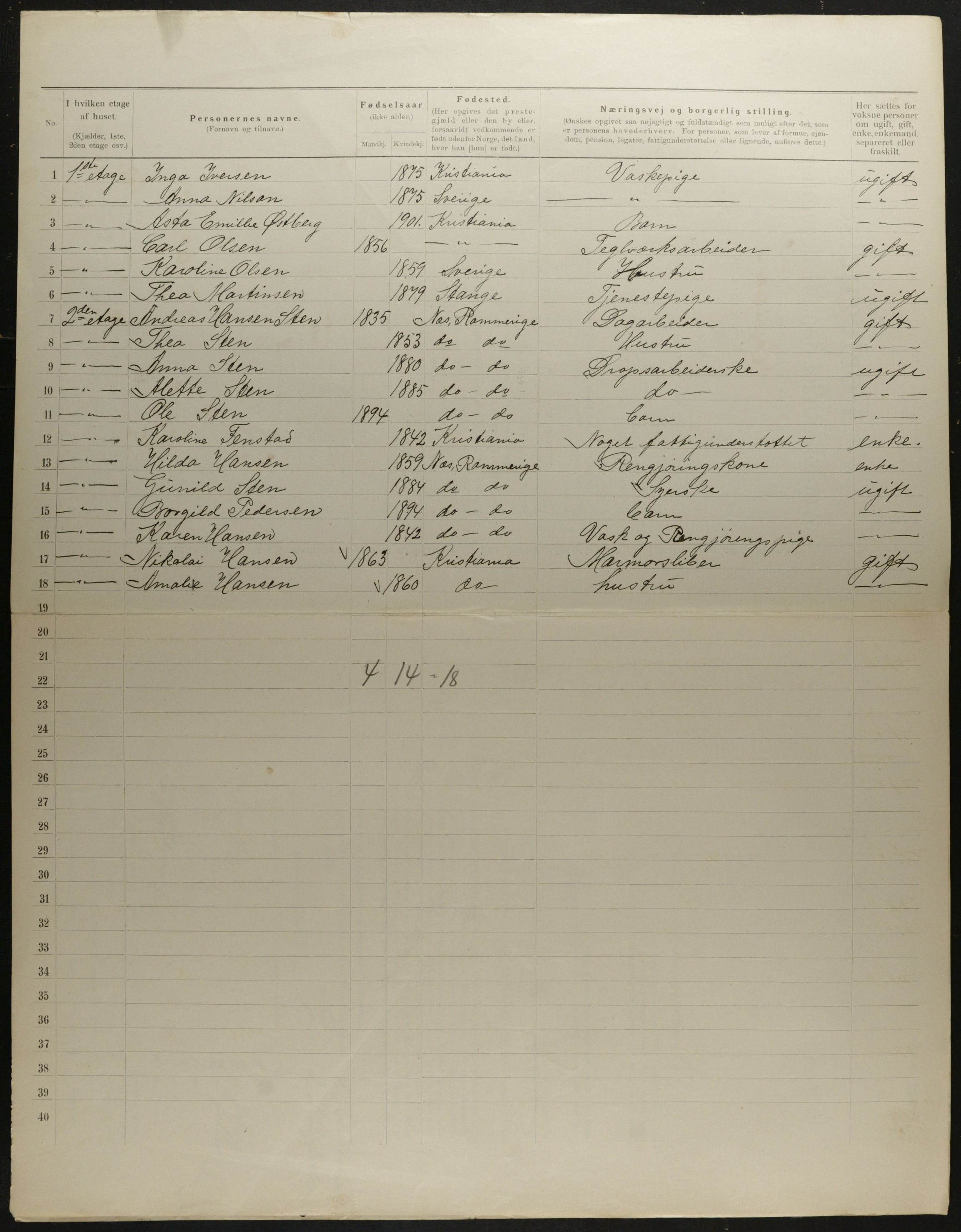 OBA, Municipal Census 1901 for Kristiania, 1901, p. 6538