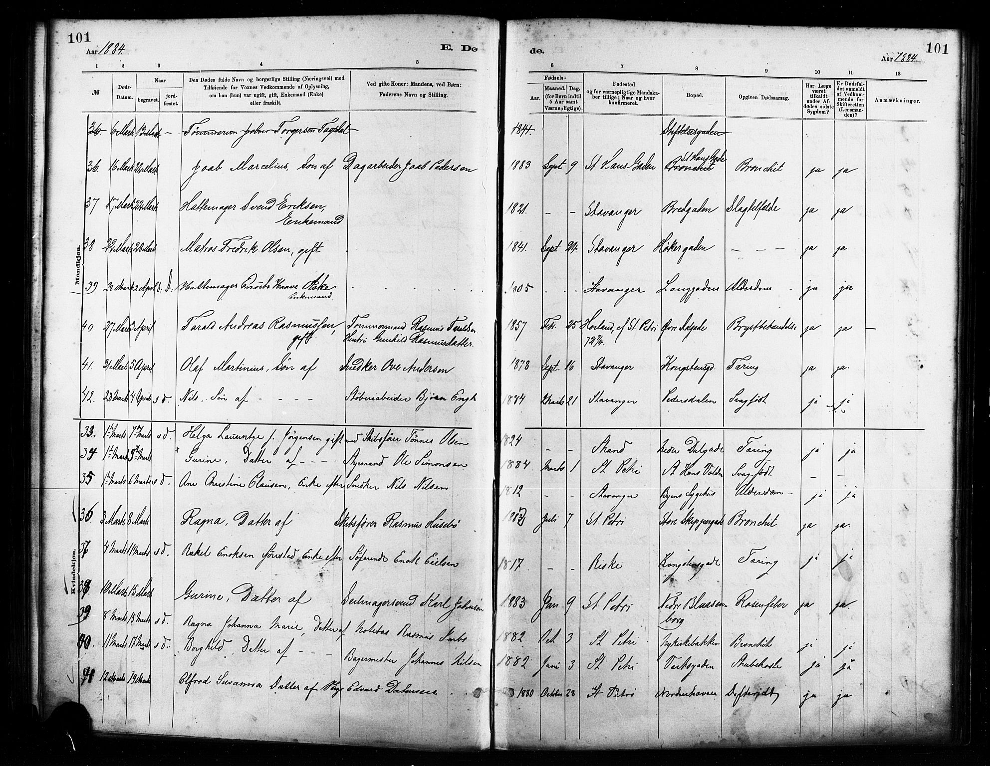 St. Petri sokneprestkontor, AV/SAST-A-101813/001/30/30BA/L0017: Parish register (official) no. A 17, 1879-1895, p. 101